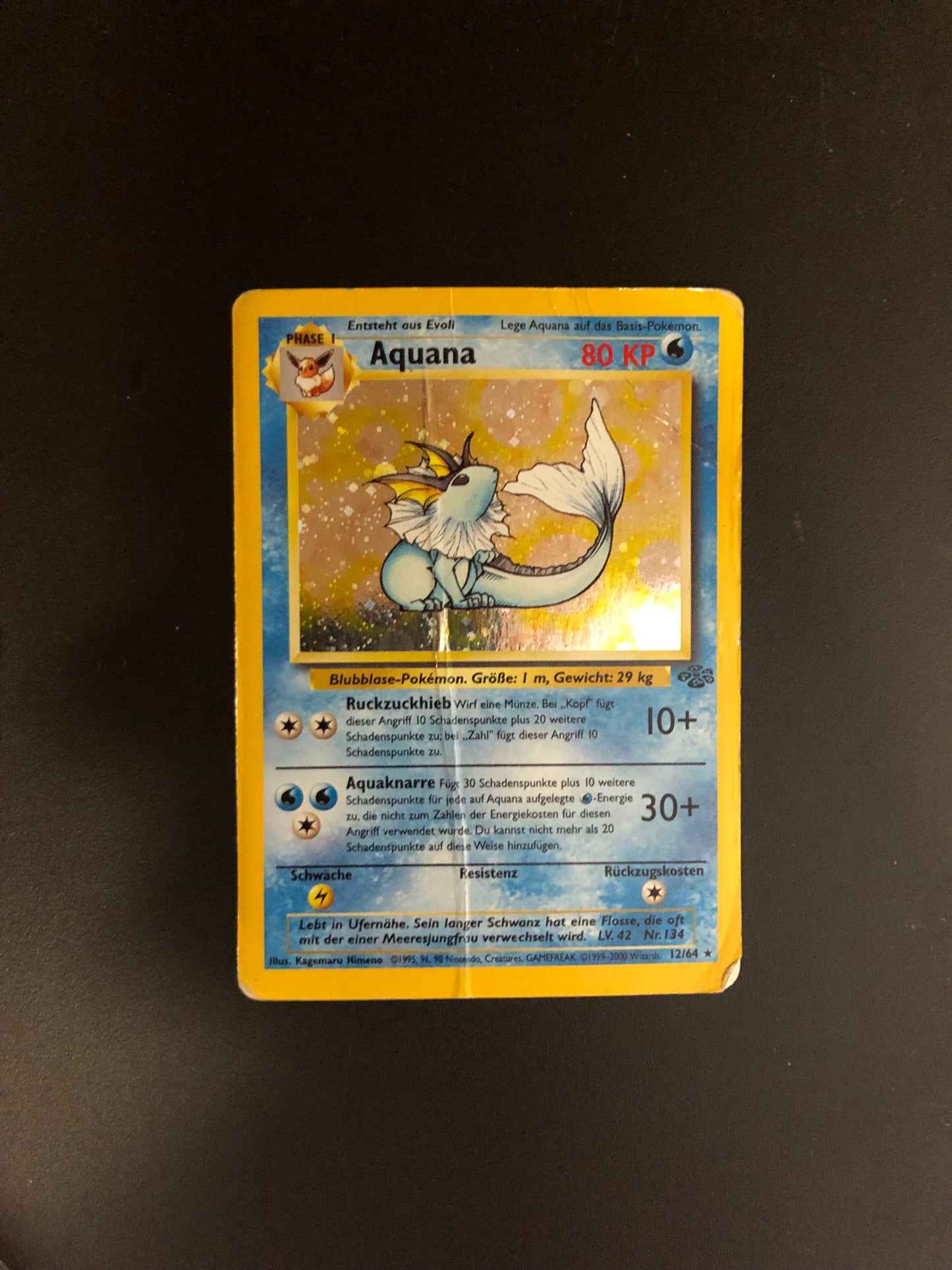 Pokemon Karte Holo Dschungel Aquana 12/64 Deutsch