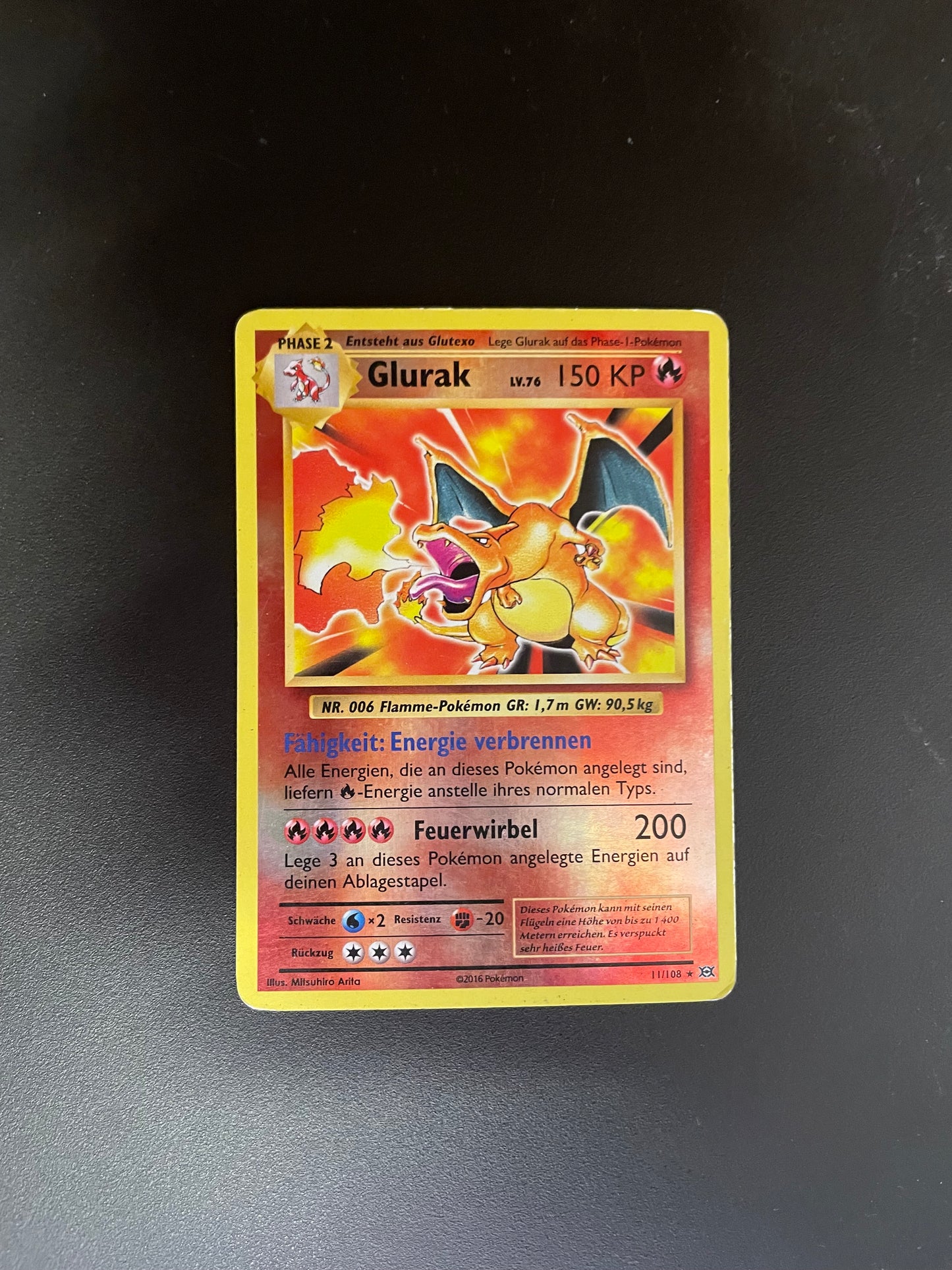 Pokemon Karte Revers Glurak 11/108 Deutsch