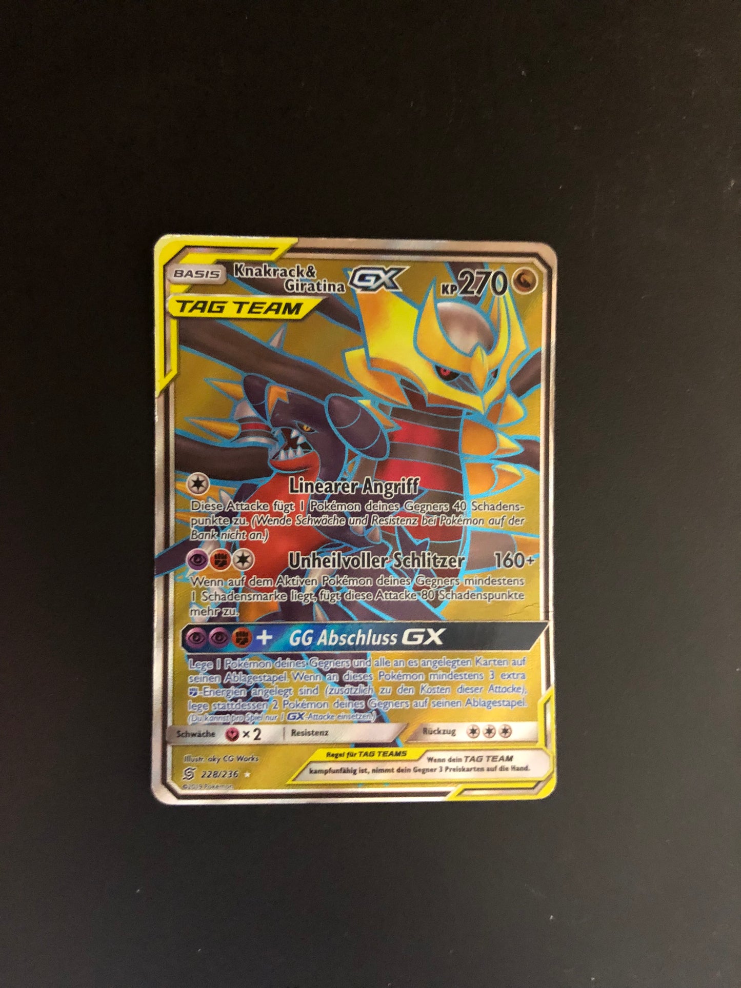Pokemon Karte GX Tag Team Knakrack & Giratina 228/236 Deutsch