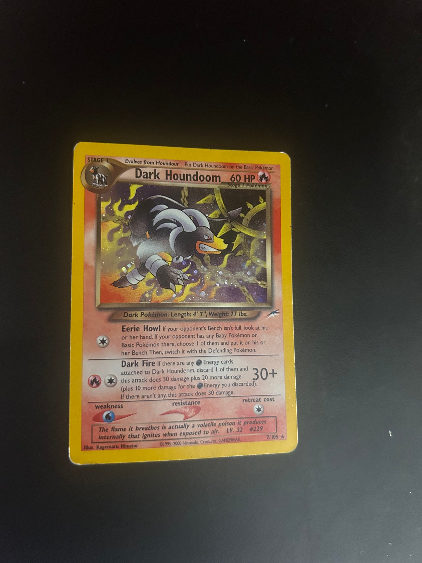 Pokemon Karte Holo Neo Dunkles Hundemon 7/105 Englisch