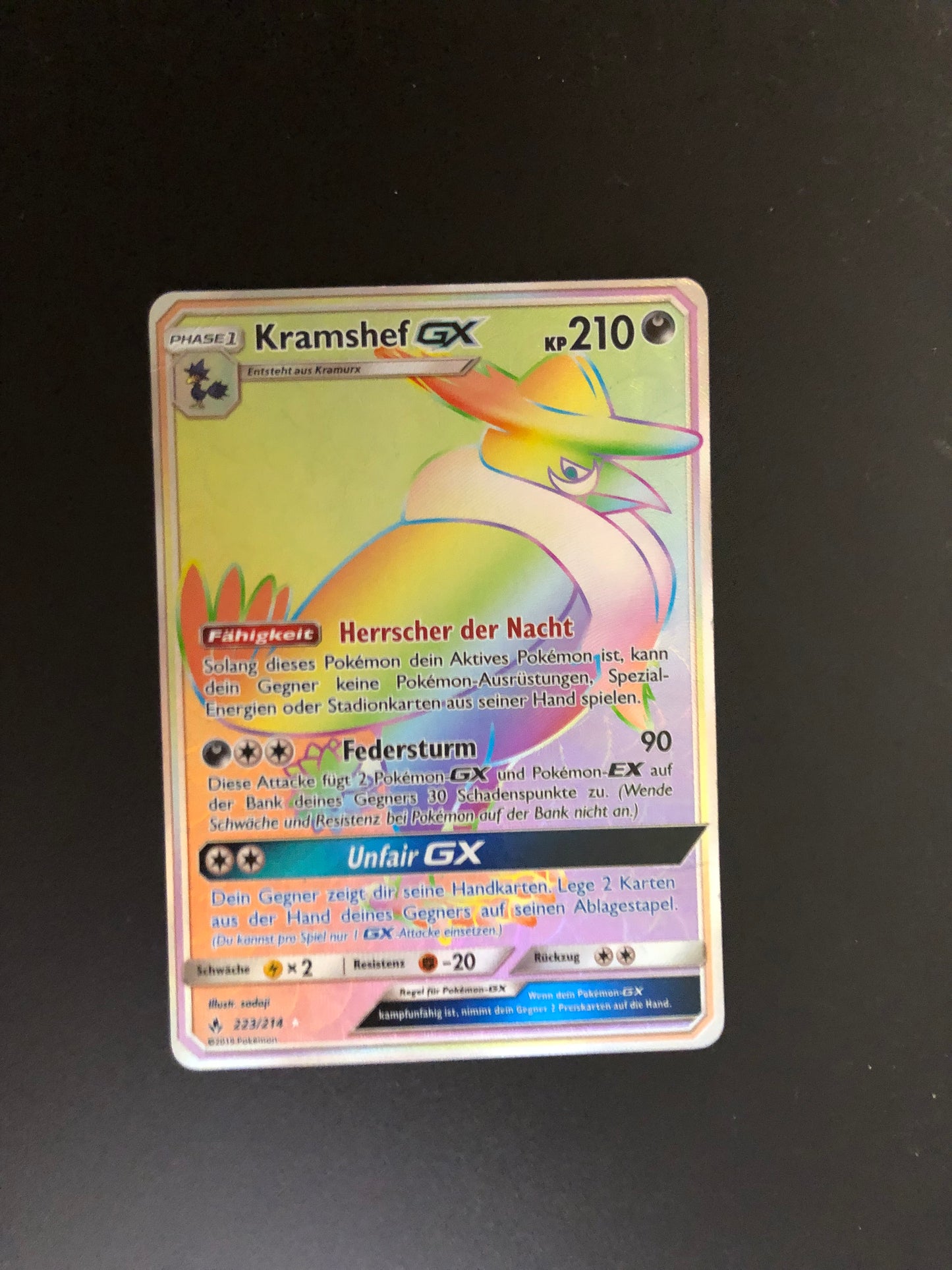 Pokemon Karte GX Rainbow Kramshef 223/214 Deutsch