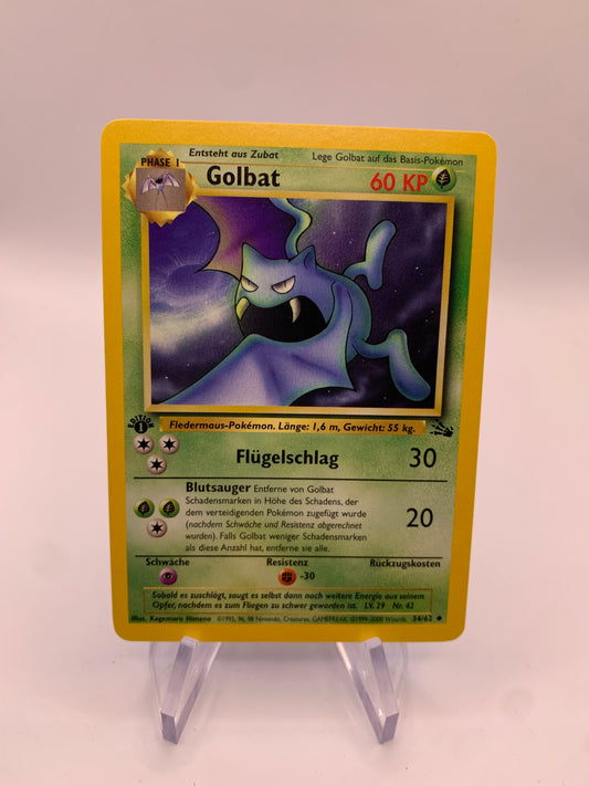 Pokemon Karte Fossil 1.Edition Golbat 34/62 Deutsch