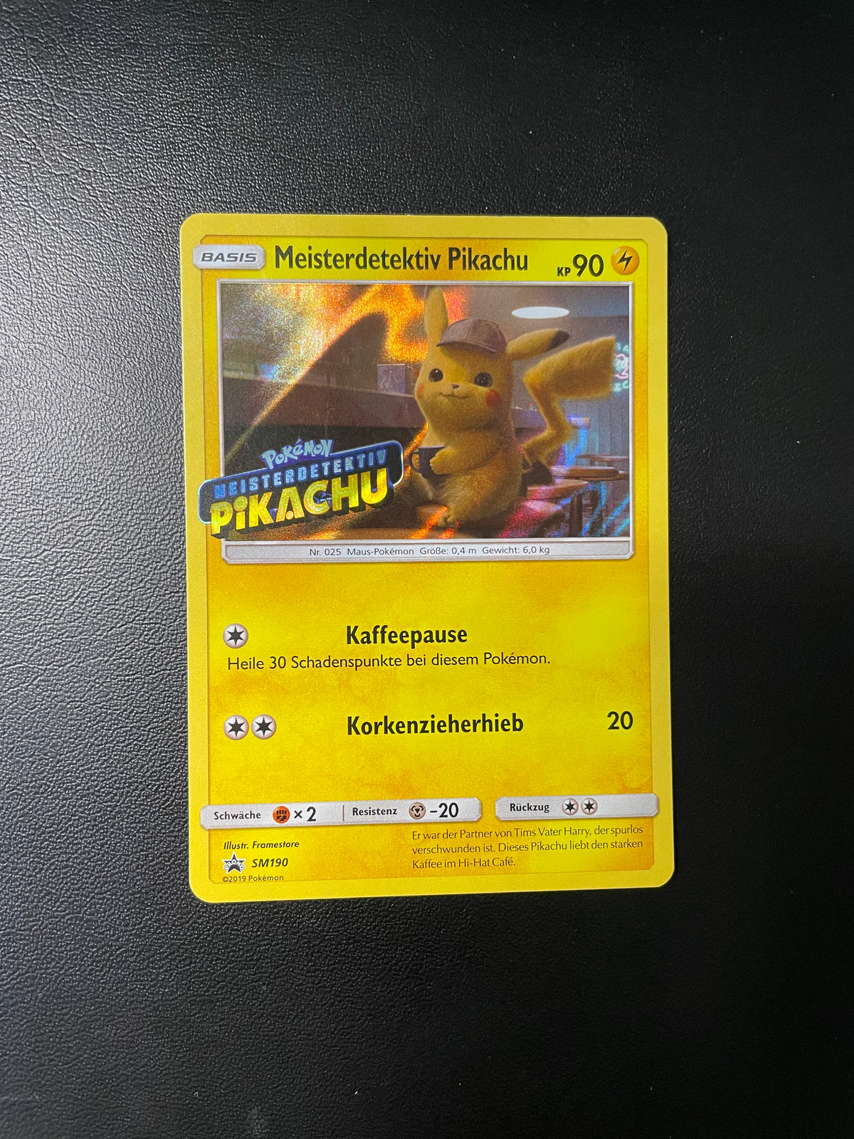 Pokemon Karte Holo Promo Meisterdetektiv Pikachu SM190 Deutsch