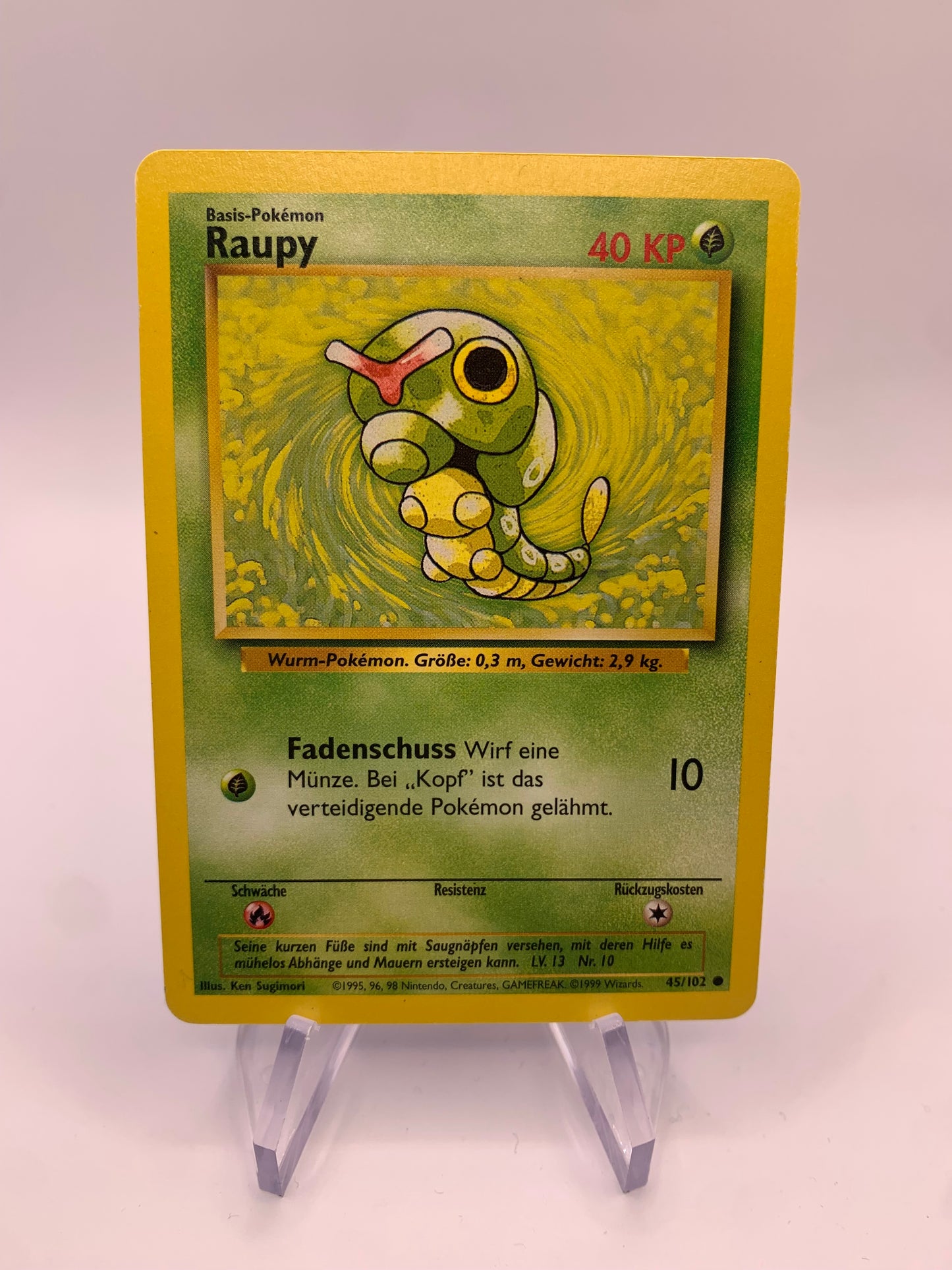 Pokemon Card Caterpillar 45/102 Base Set German