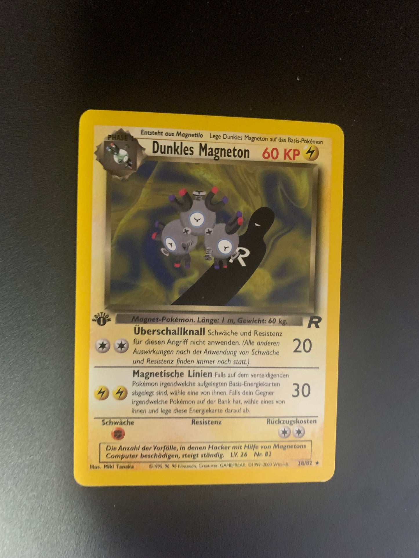 Pokemon Karte 1.Edition Dunkles Magneton 28/82 Deutsch