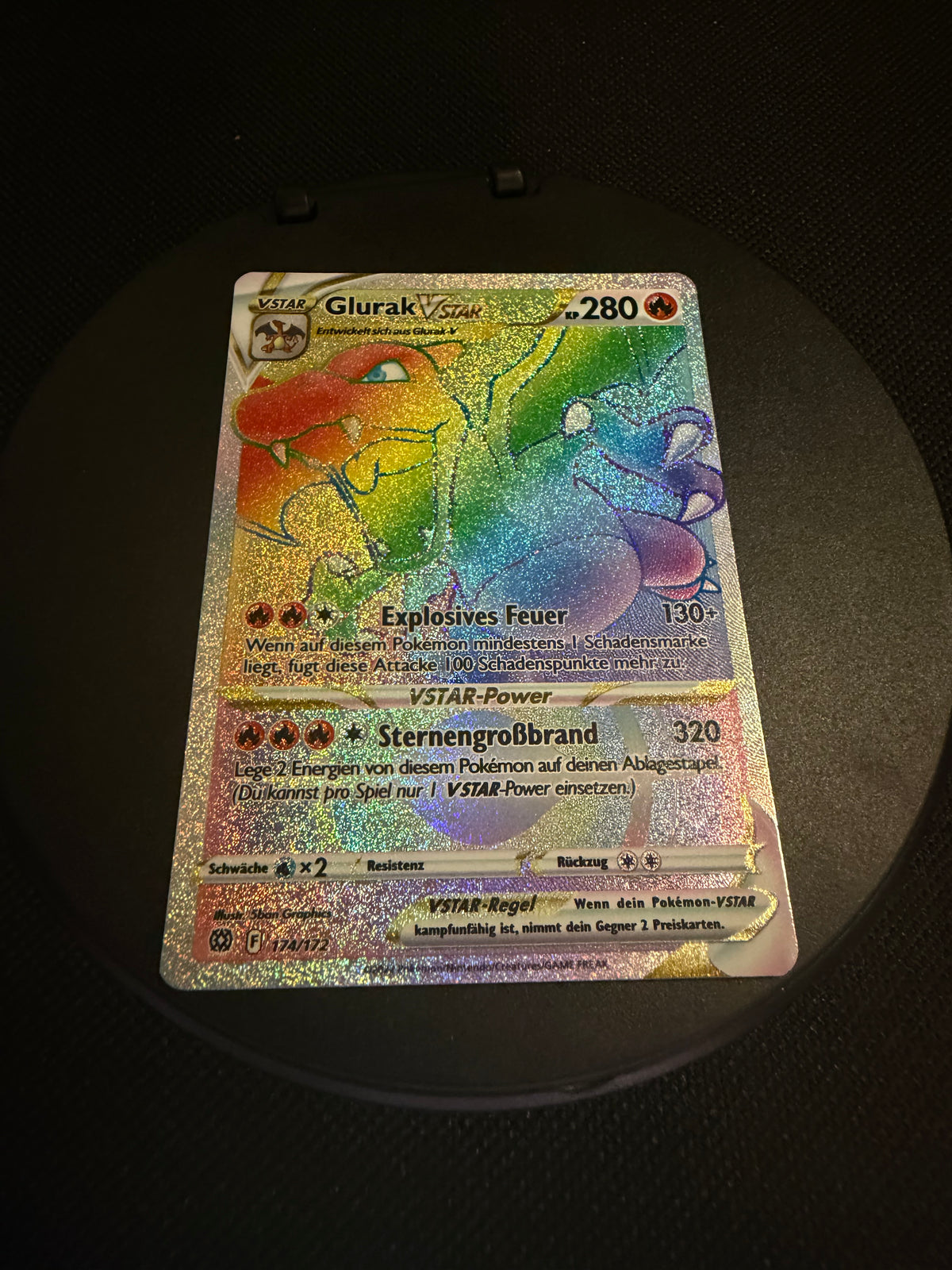 Pokemon Karte Vstar Rainbow Glurak 174/172 Deutsch