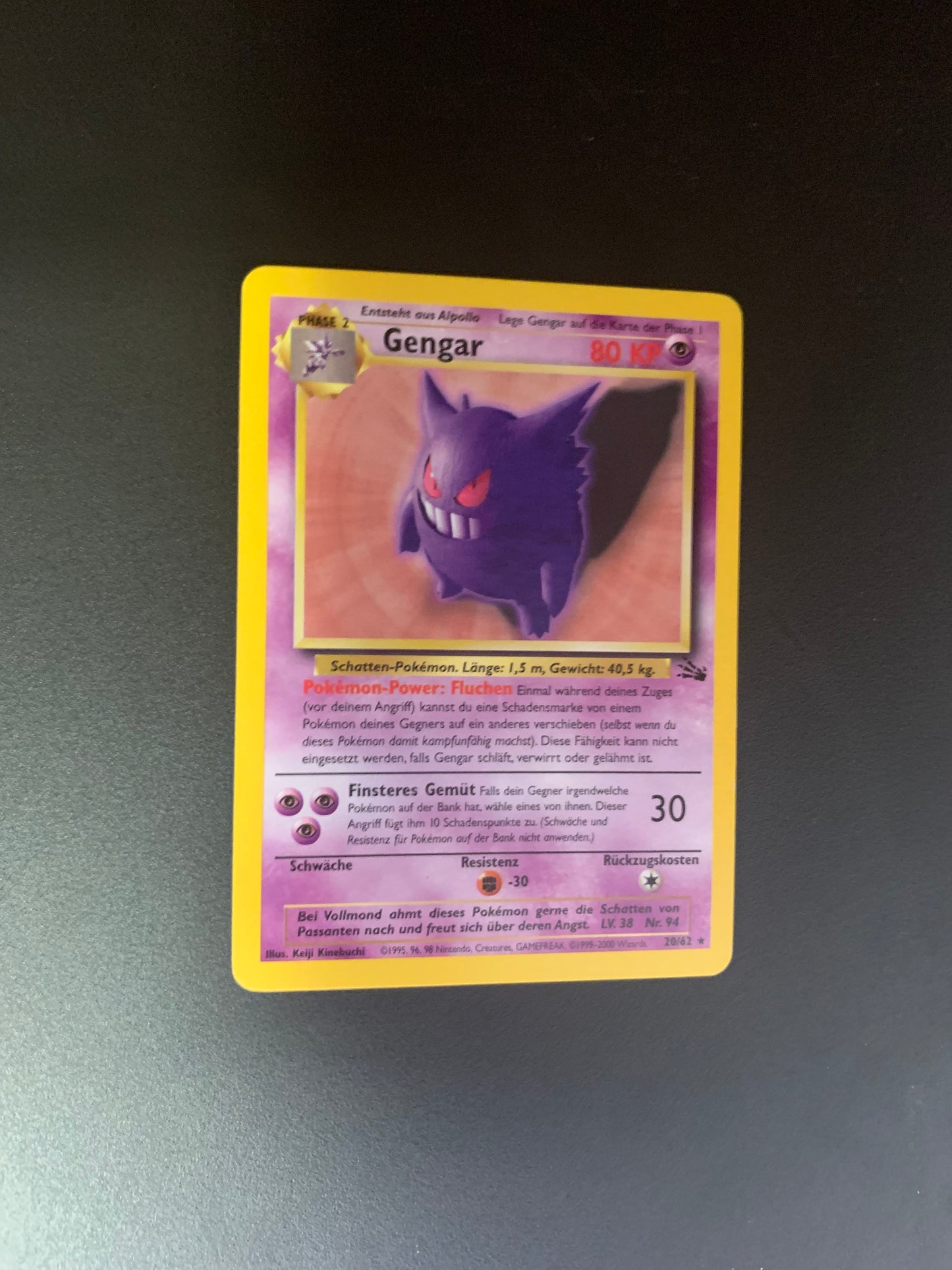 Pokemon Karte Gengar Fossil 20/62 Deutsch