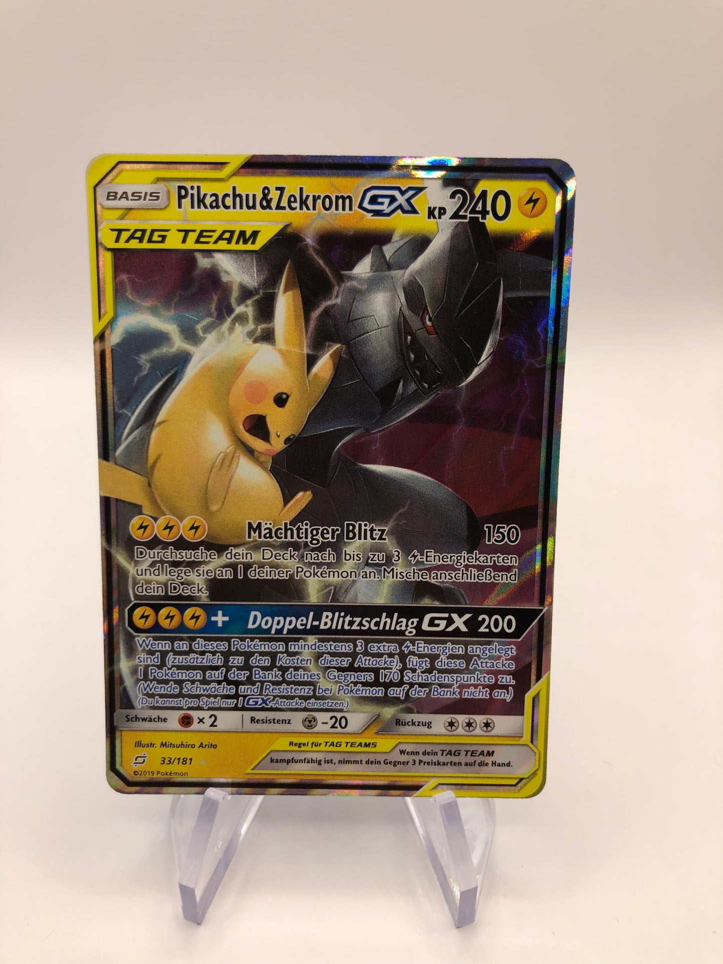 Pokemon Karte GX Tag Team Pikachu & Zekrom 33/181 Deutsch