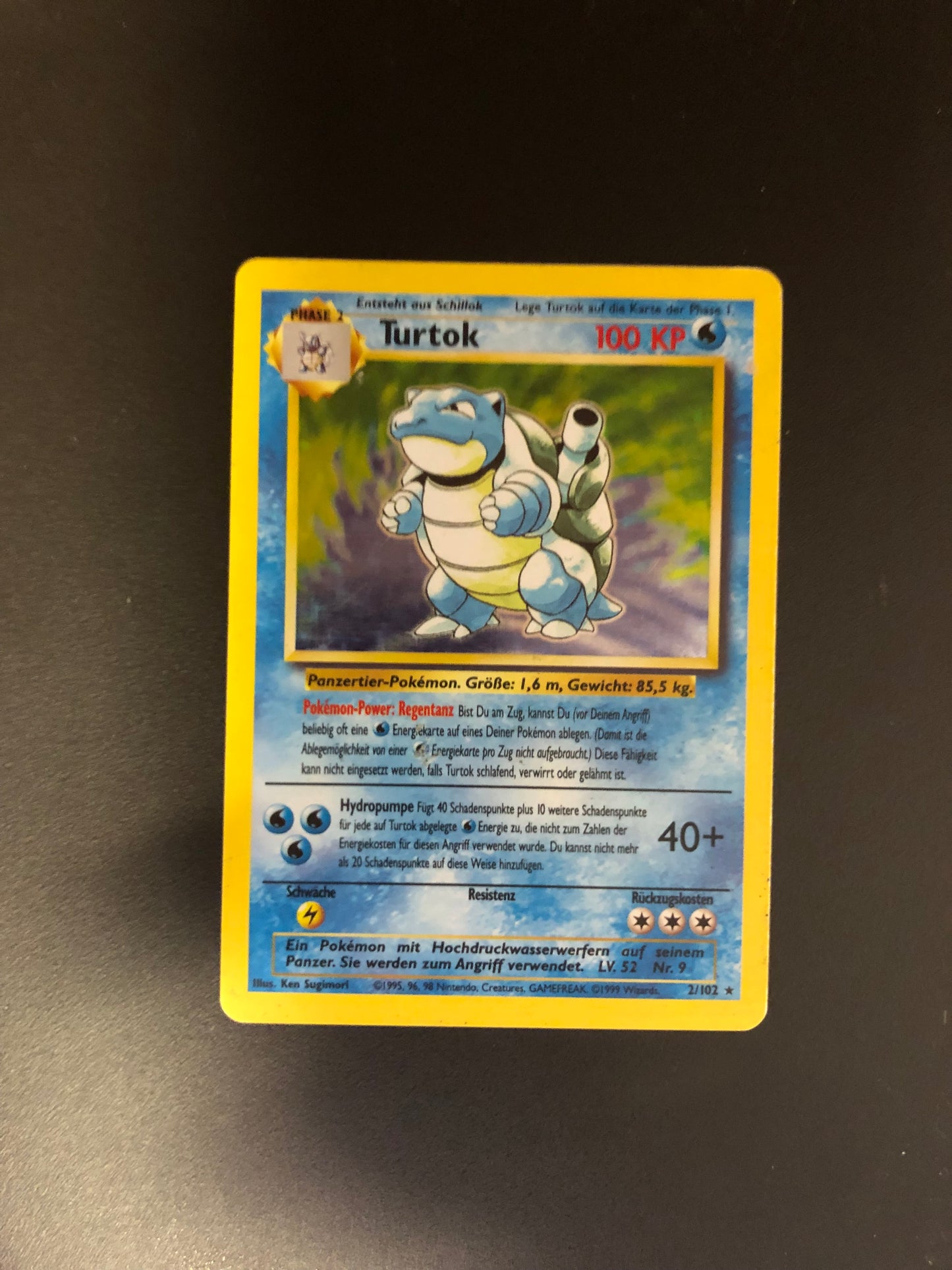 Pokemon Karte Holo Base Set Turtok 2/102 Deutsch