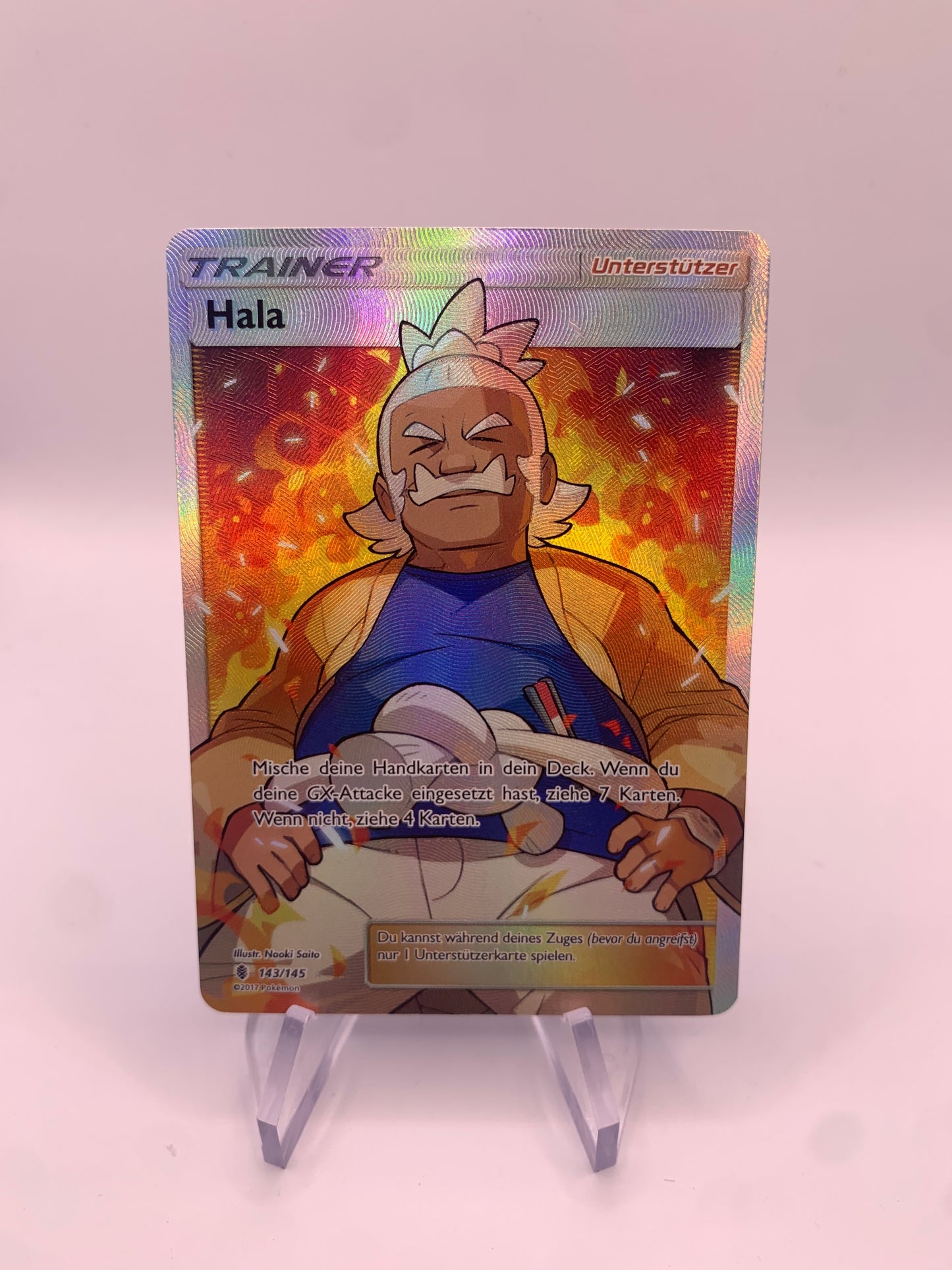 Pokemon Karte Trainer Fullart Hala 143/145 Deutsch