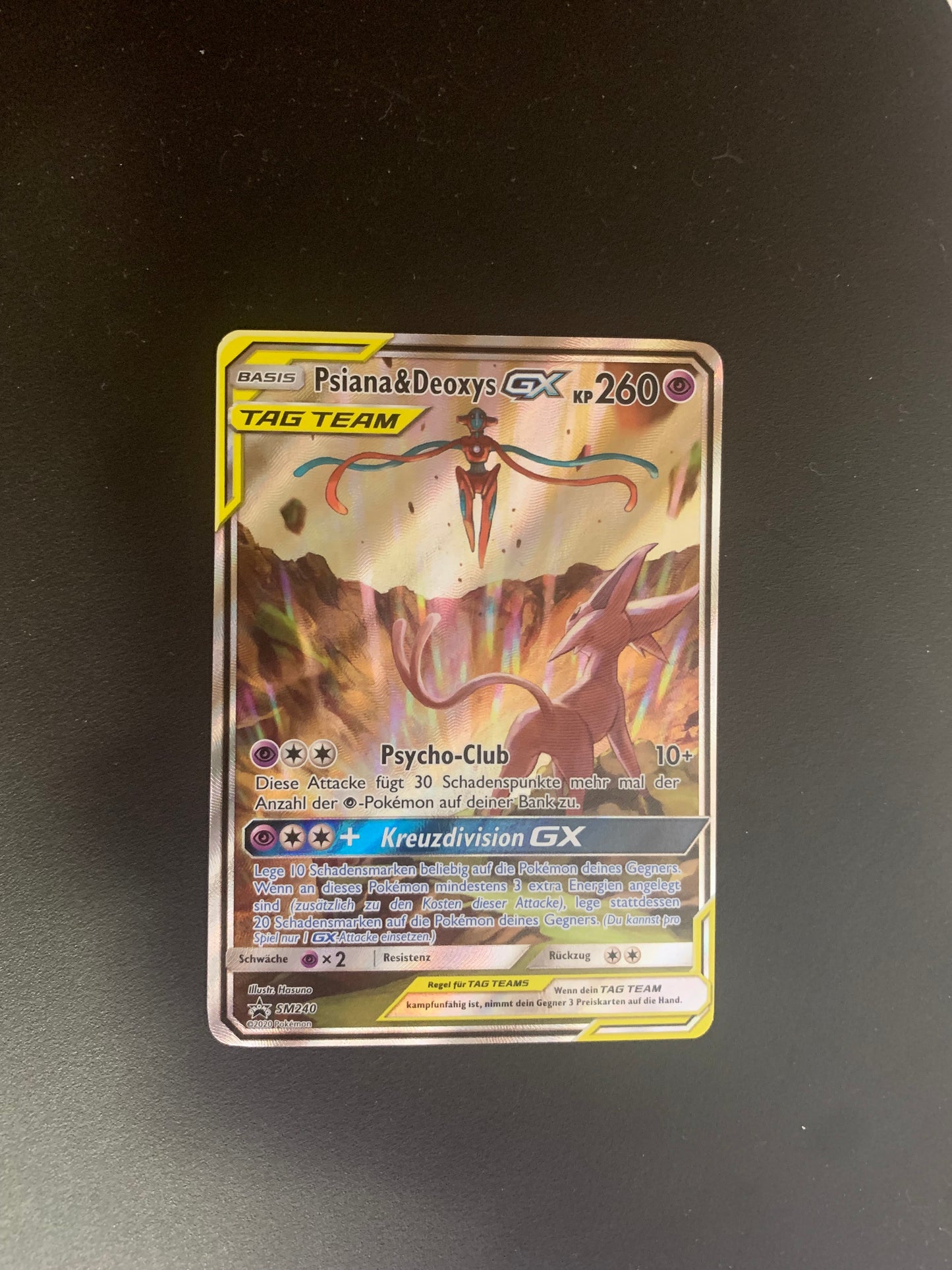 Pokemon Karte Alt-Art TagTeam Psiana und Deoxys SM240 Deutsch