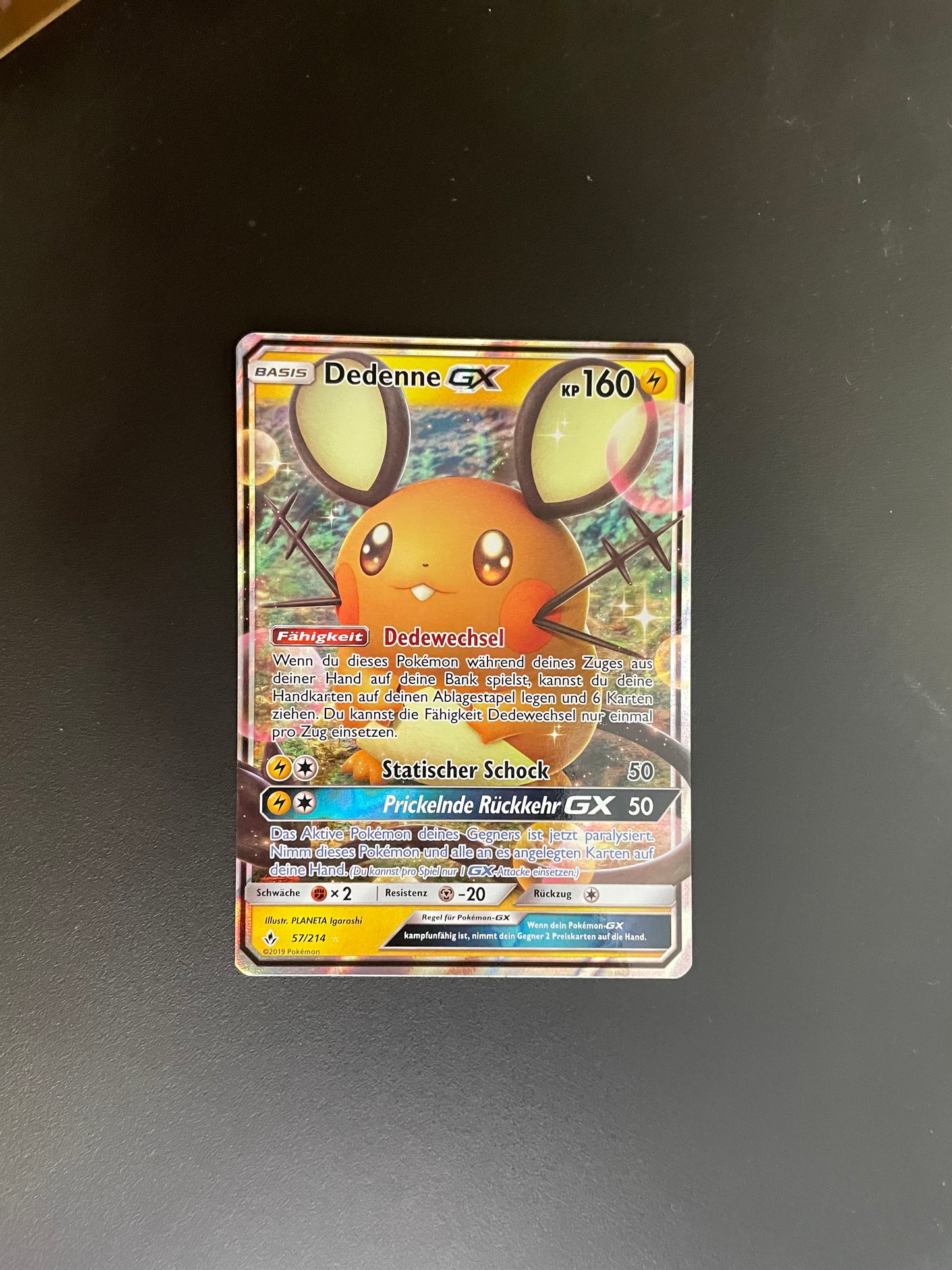 Pokémon Karte GX Dedenne 57/214 Deutsch