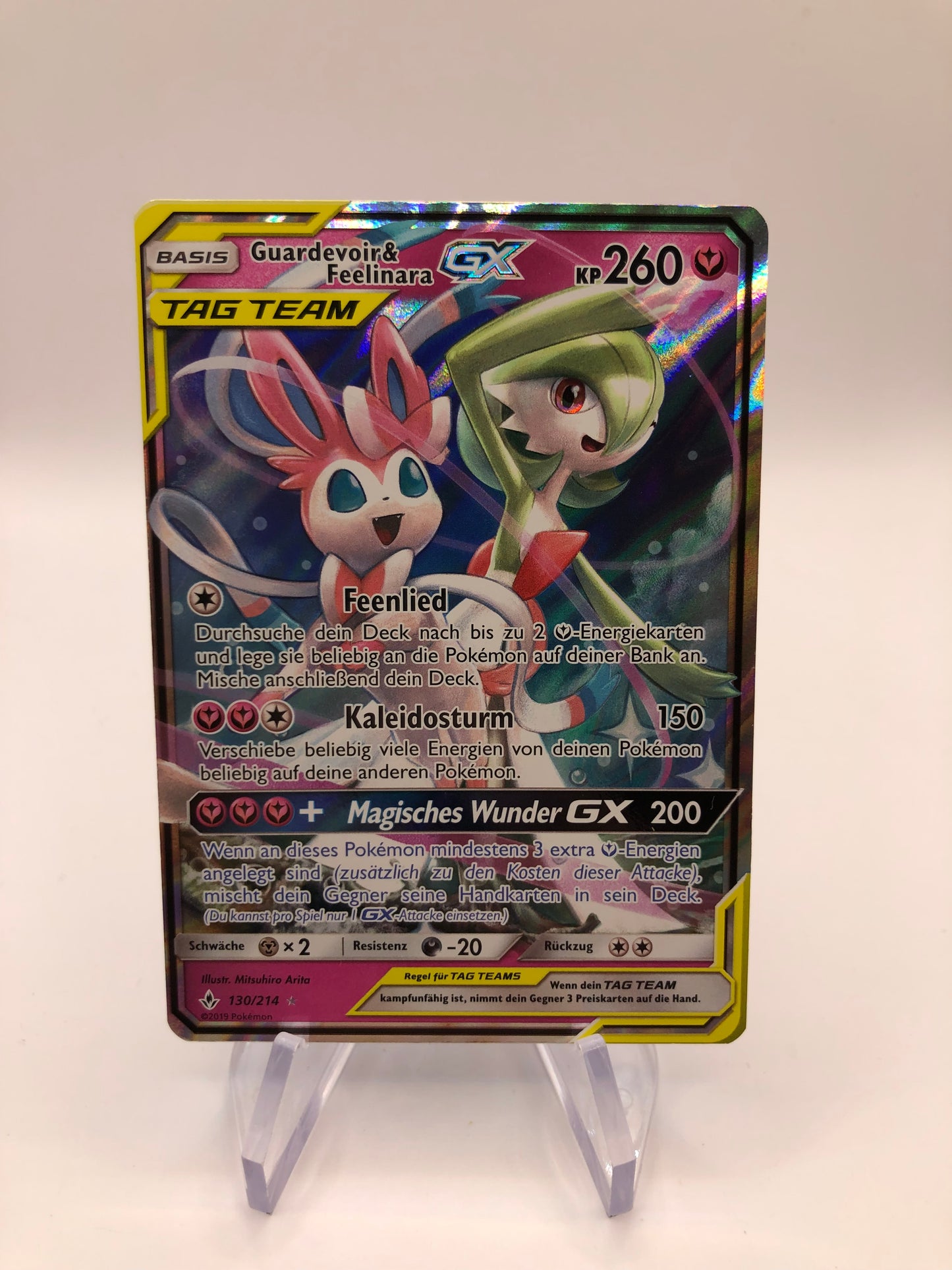 Pokemon Karte GX Tag Team Guardevoir & Feelinara 130/214 Deutsch