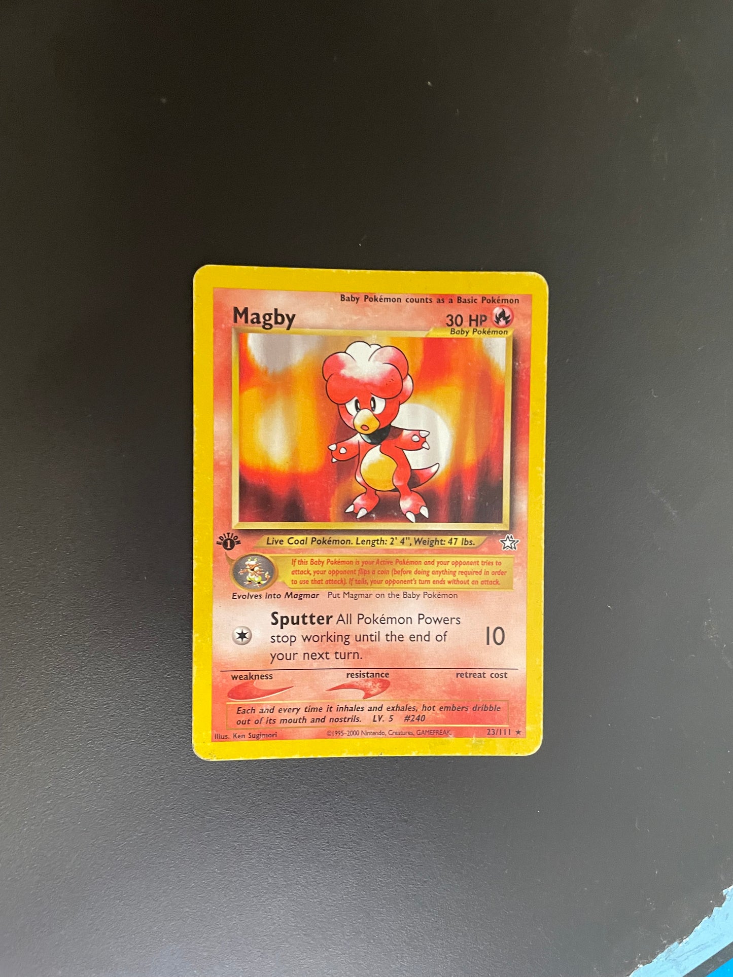 Pokémon Karte Magby 1st Edition 23/111 Englisch