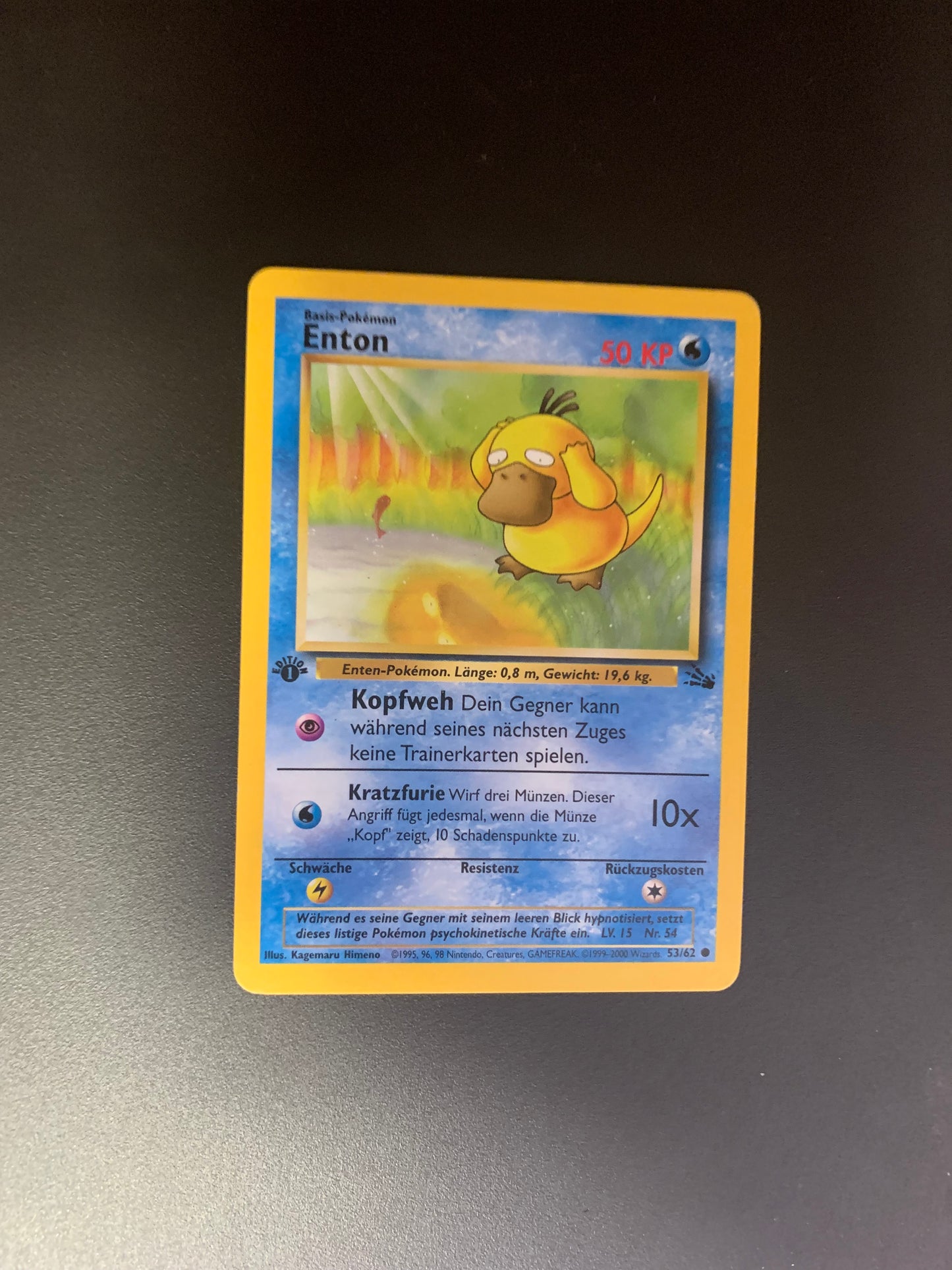 Pokemon Karte Enton 1st Edition Fossil 53/62 Deutsch