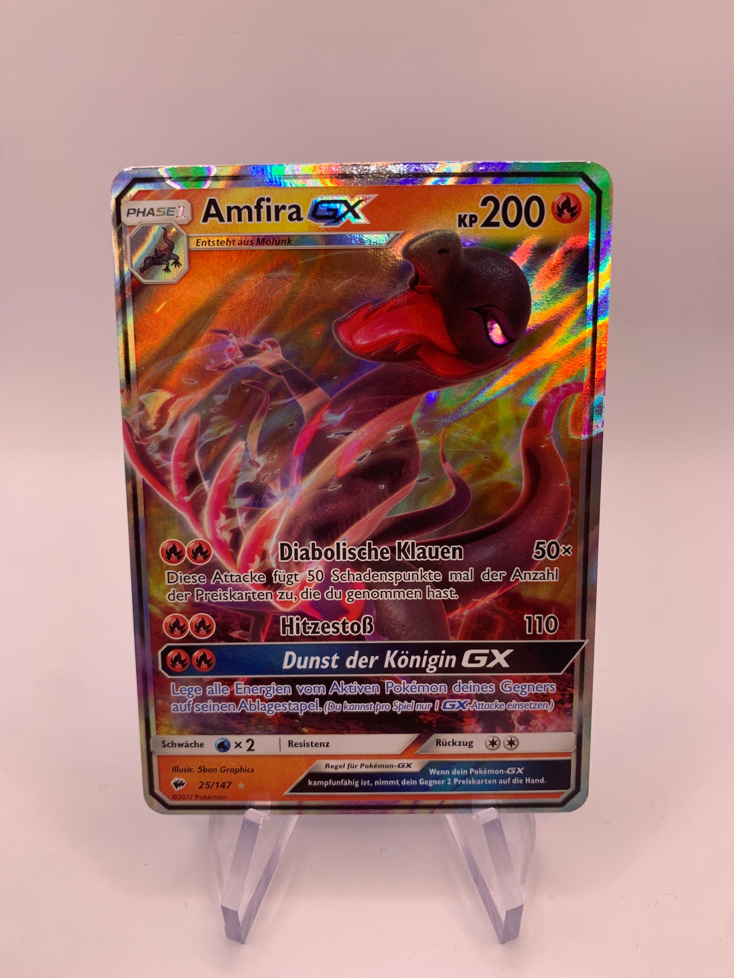 Pokémon card GX Holo Amfira 25/147 German