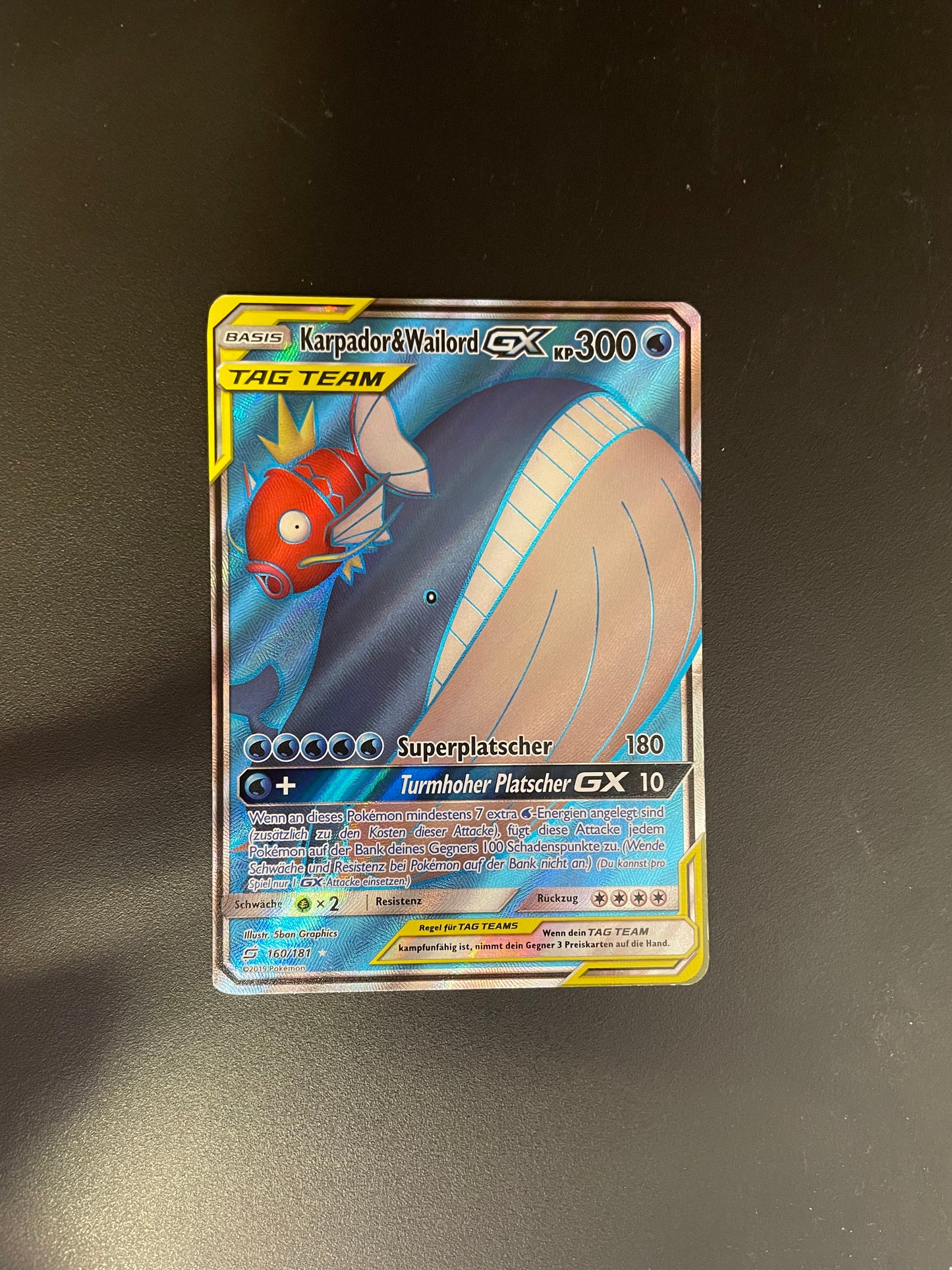 Pokemon Karte GX Tag Team Karoador&Wailord 160/181 Deutsch
