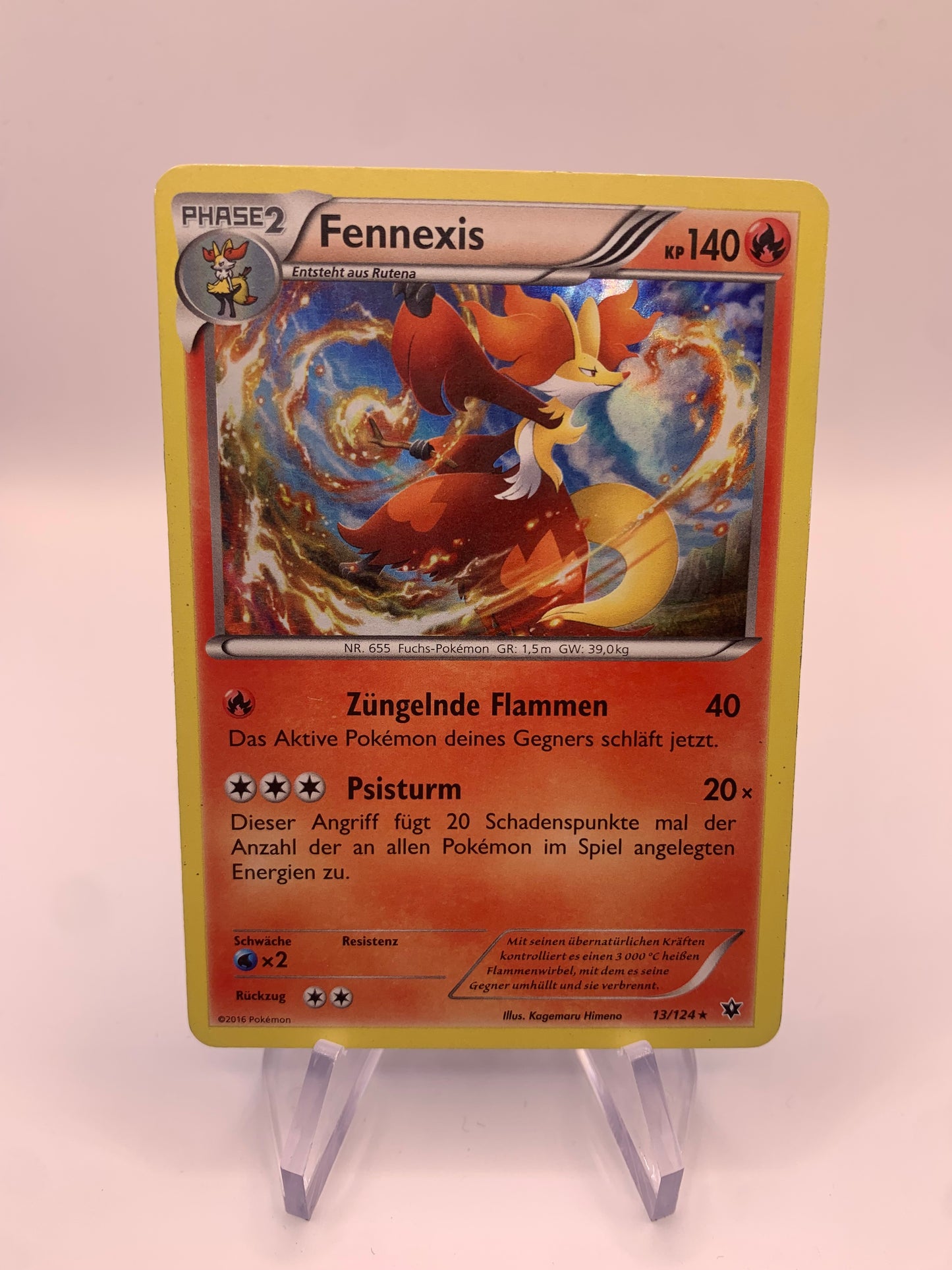 Pokemon Karte Holo Fennexis 13/124 Deutsch