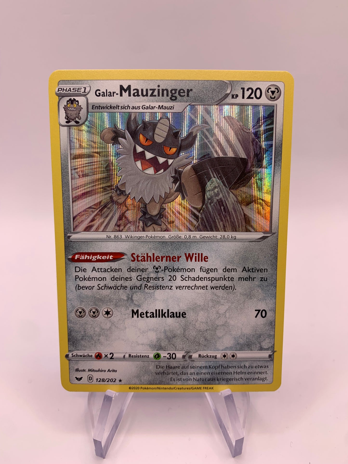 Pokémon Karte Holo Galar-Mauzinger 128/202 deutsch