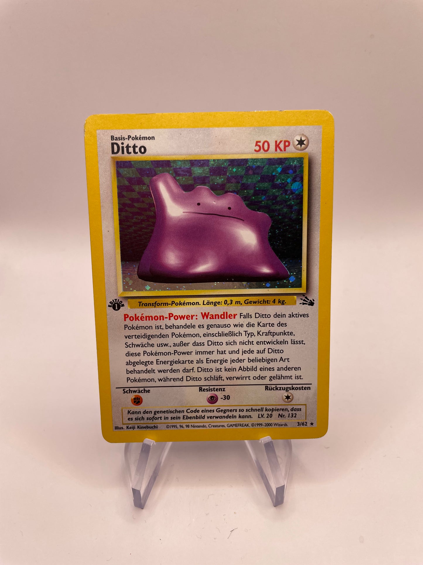 Pokemon Karte Holo 1.Edition Ditto 3/62 Deutsch