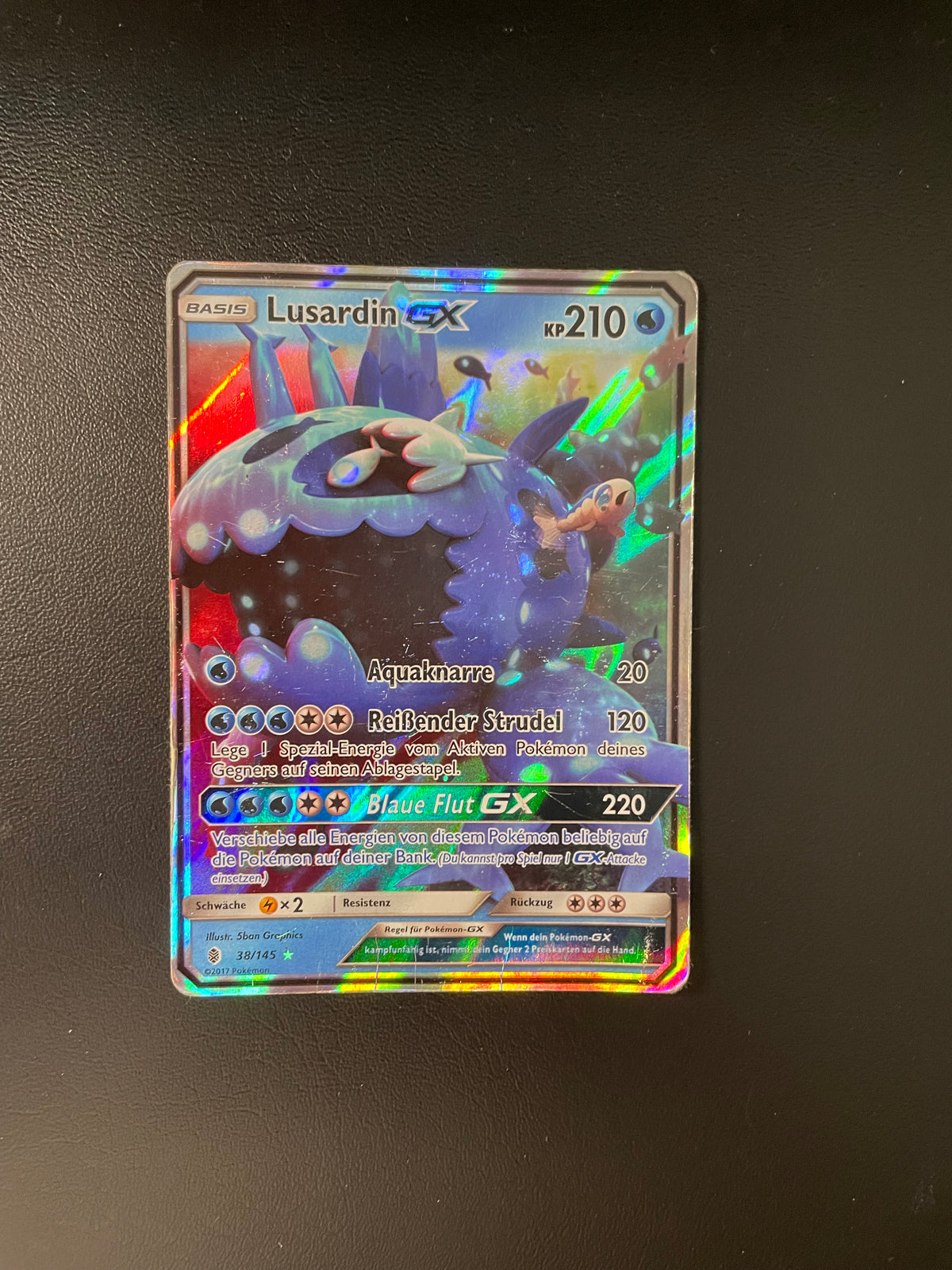 Pokemon Karte GX Lusardin 38/145 Deutsch
