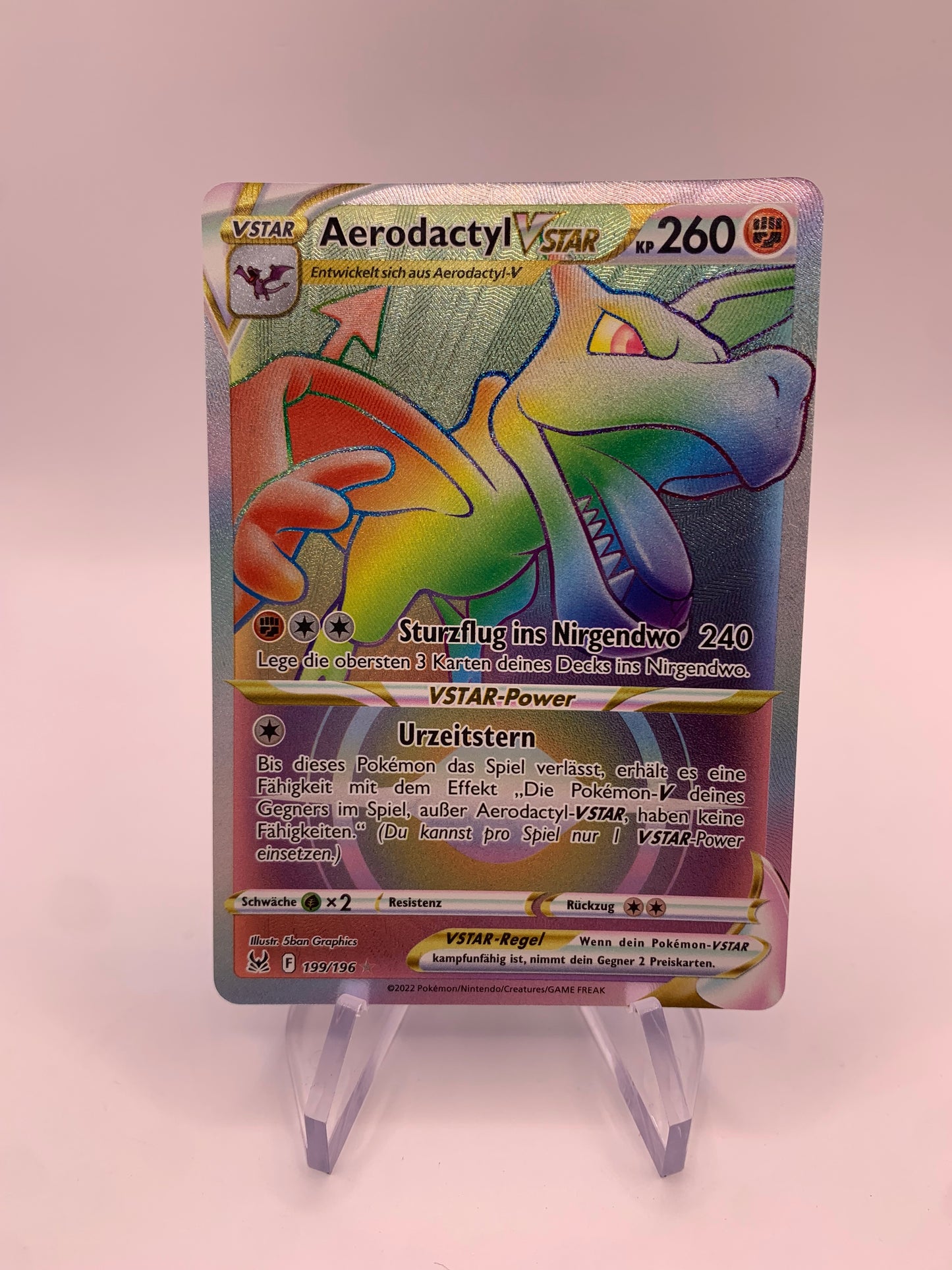 Pokemon Karte Raibow Vstar Aerodactyl 199/196 Deutsch