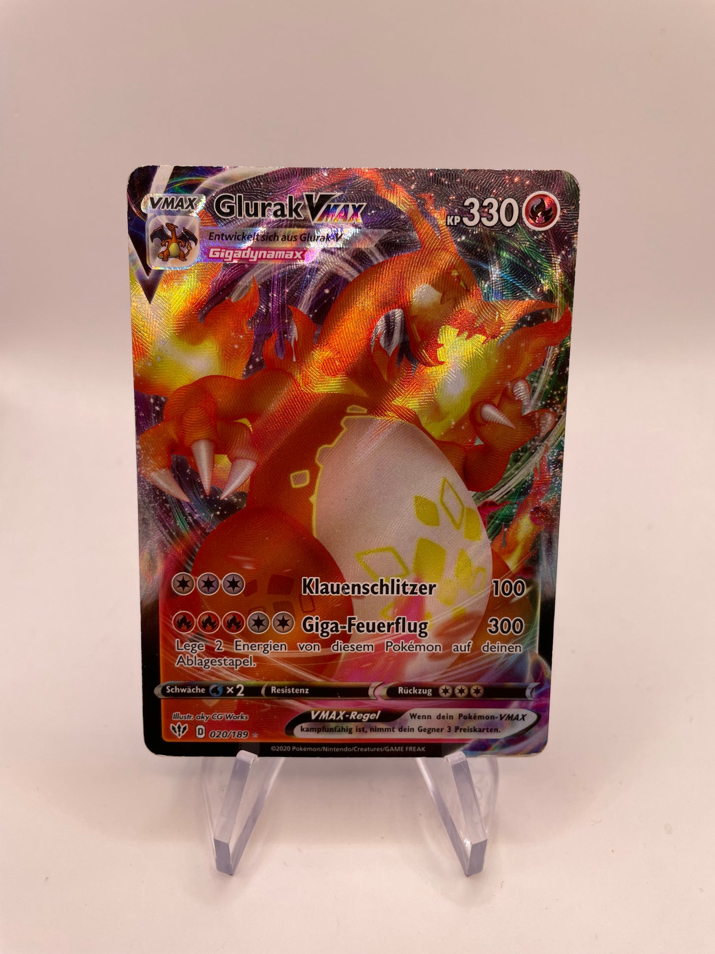 Pokemon Karte Vmax Glurak 20/189 Deutsch