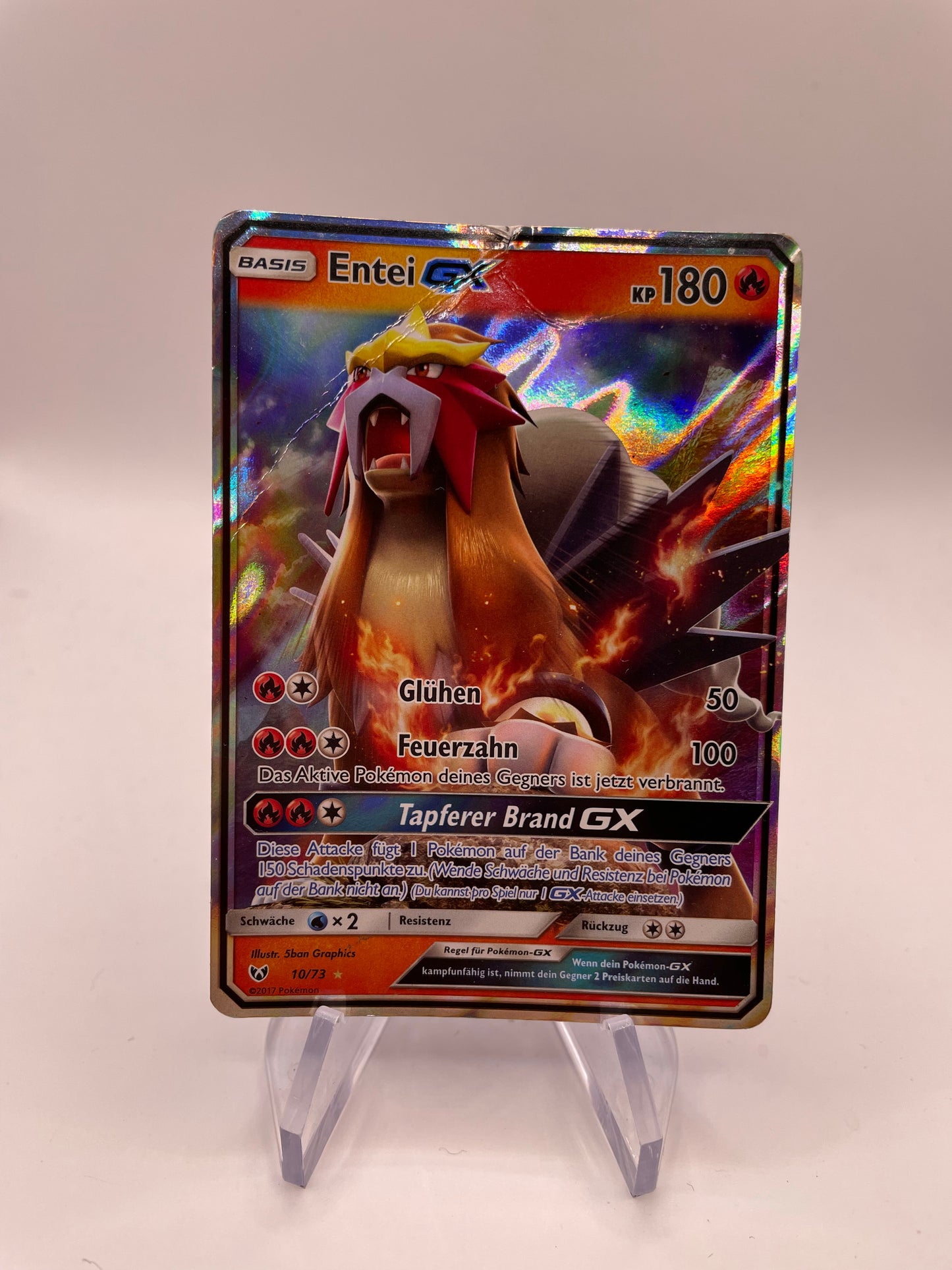 Pokemon Karte GX Entei 10/73 Deutsch