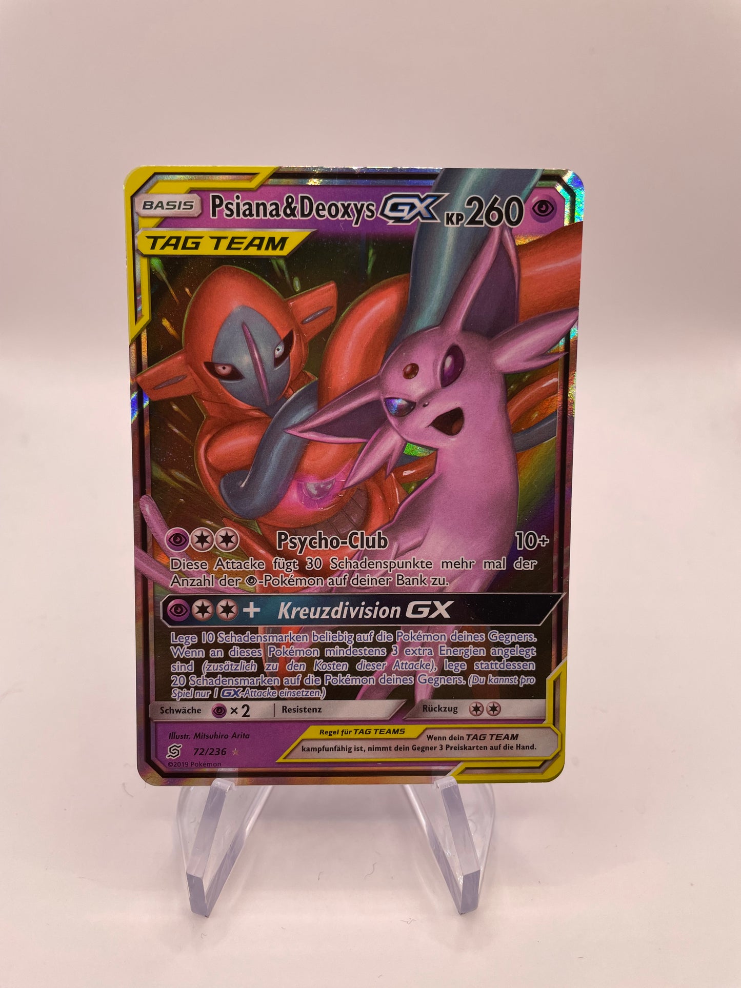 Pokemon Karte GX Tag Team Psiana&Deoxys 72/236 Deutsch