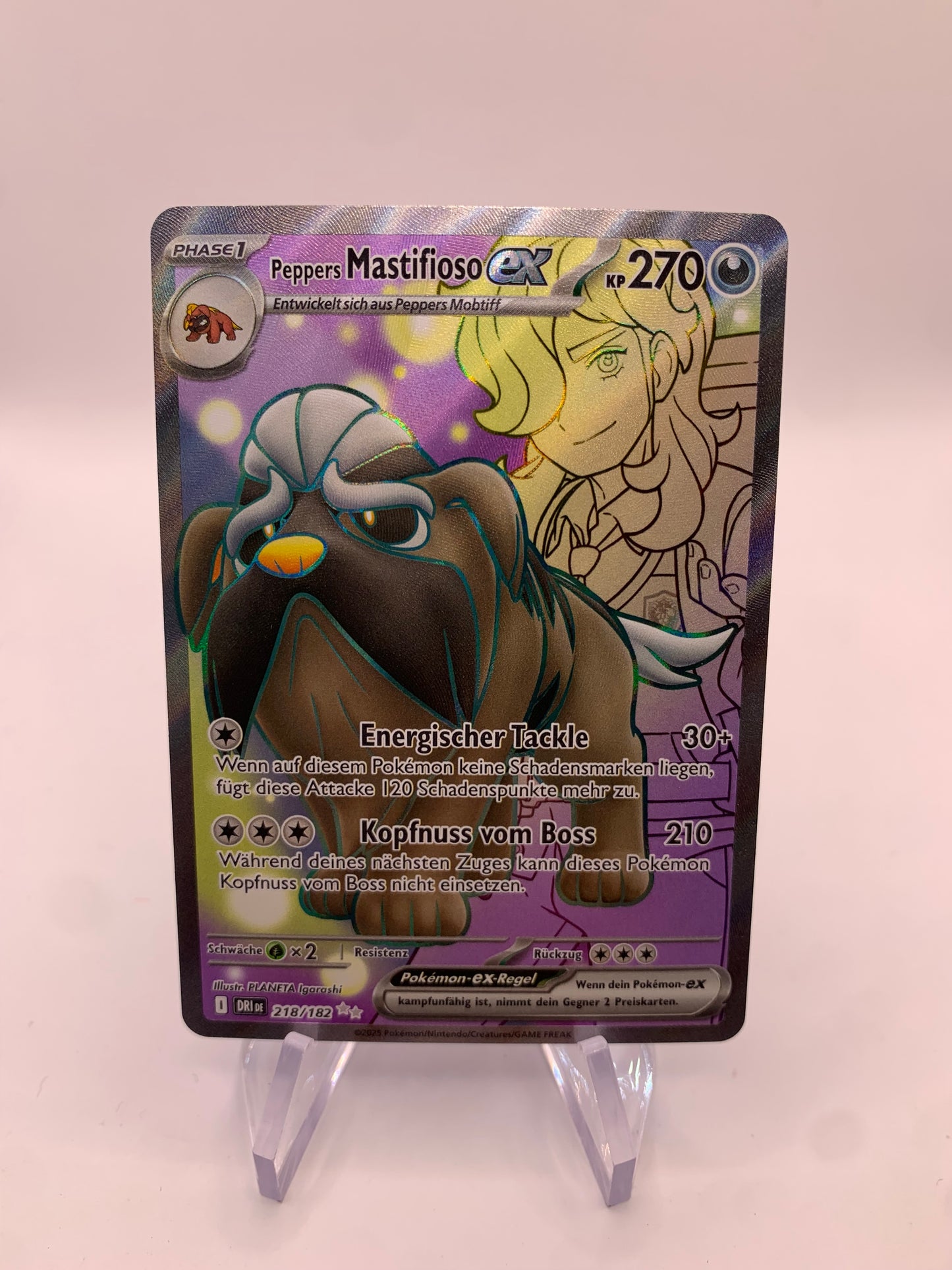 Pokemon Karte Ex Fullart Peppers Mastifioso 218/182 Deutsch