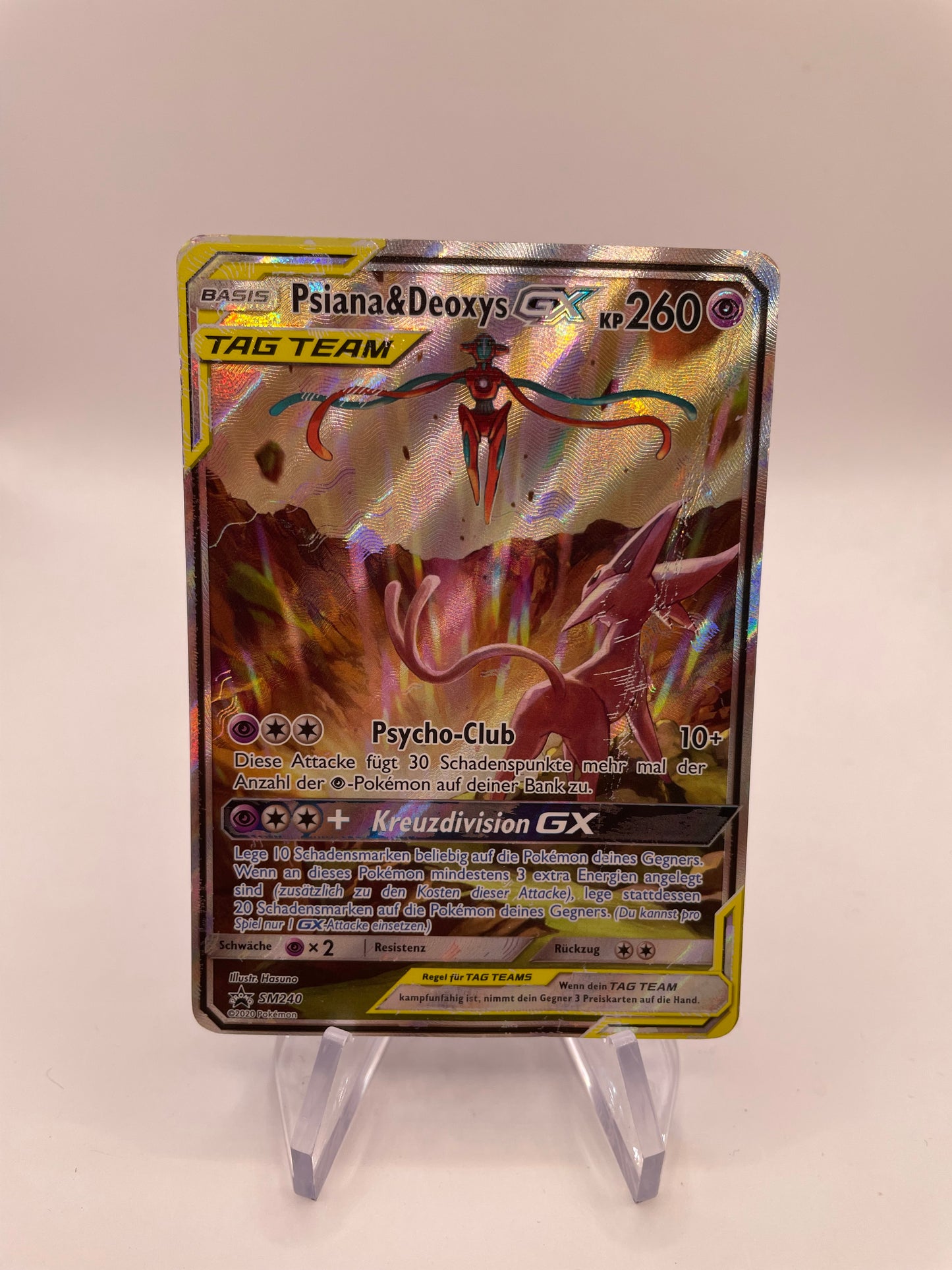 Pokémon Karte Psiana & Deoxys GX Tagteam  SM240 Deutsch