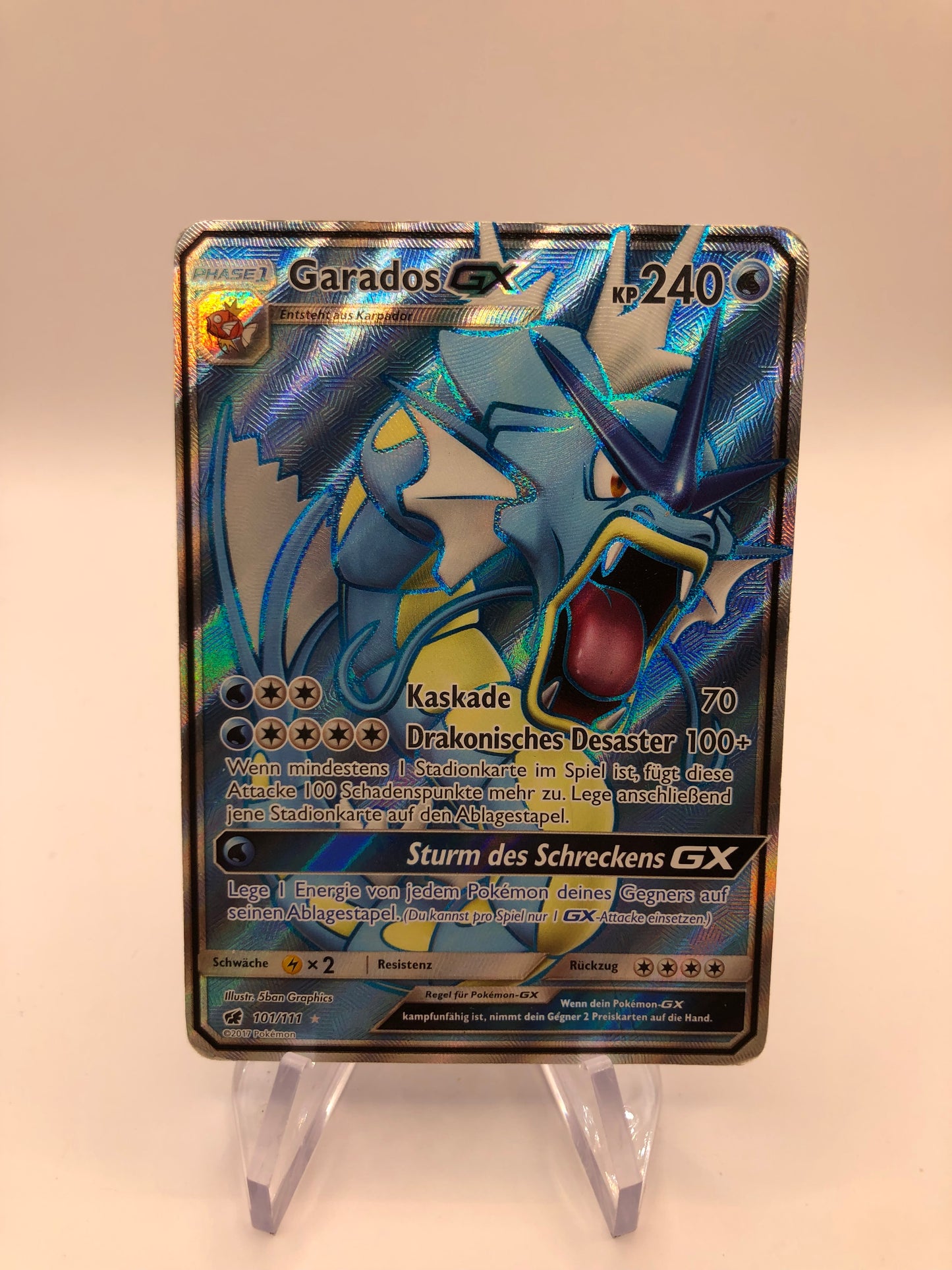 Pokemon Karte GX Fullart Garados 101/111 Deutsch