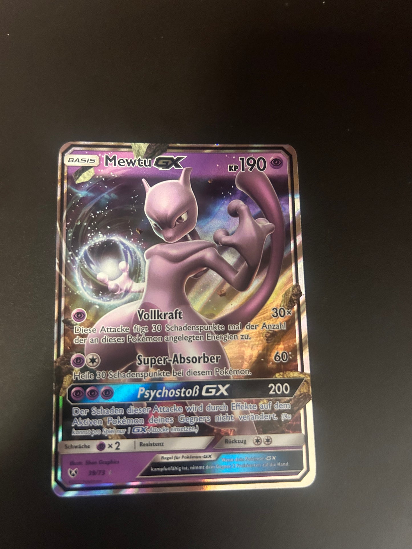 Pokemon Karte GX Mewtu 39/73 Deutsch