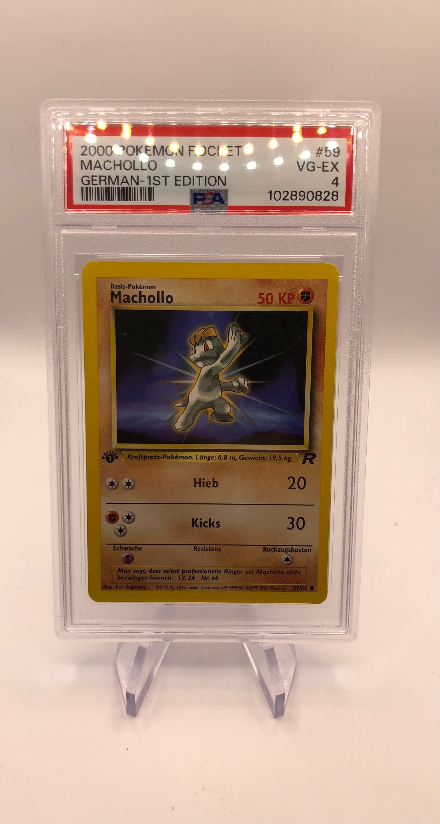 Pokemon Karte PSA 4 1.Edition Machollo 59/82 Deutsch