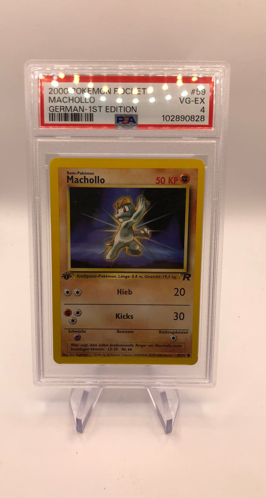 Pokemon Karte PSA 4 1.Edition Machollo 59/82 Deutsch