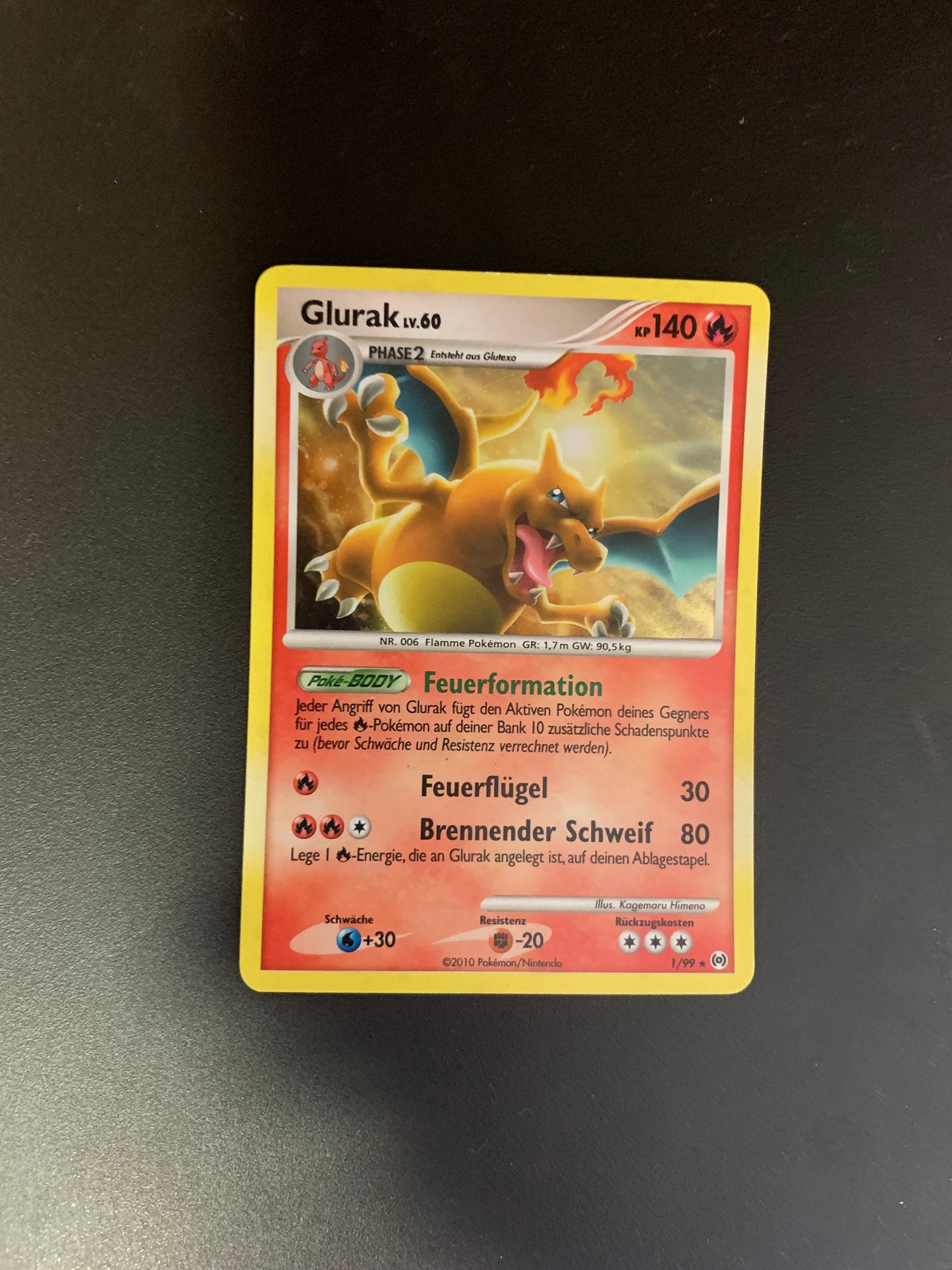 Pokemon Karte Holo Glurak 1/99 Deutsch