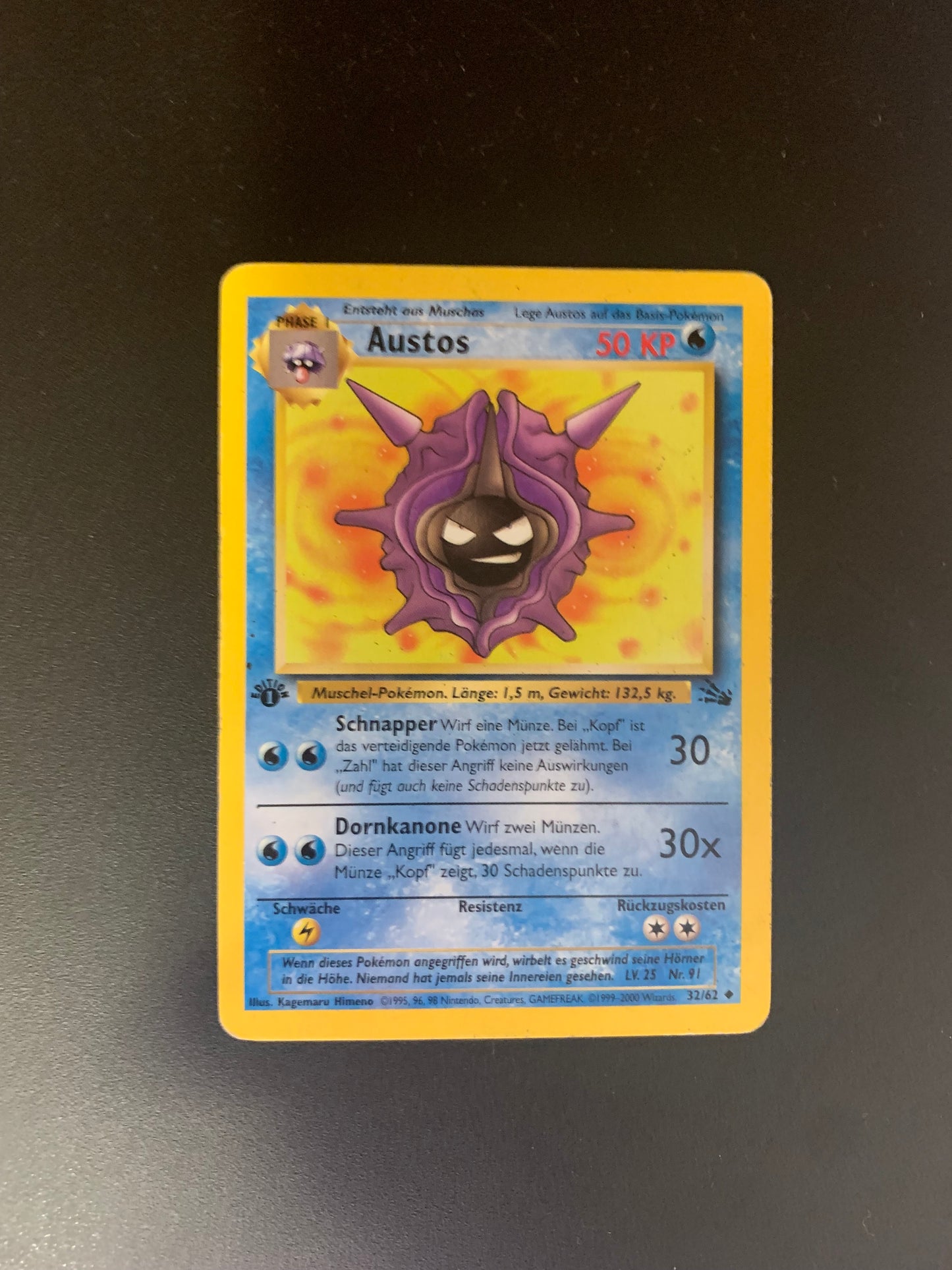 Pokemon Karte Fossil Austos 32/62 Deutsch