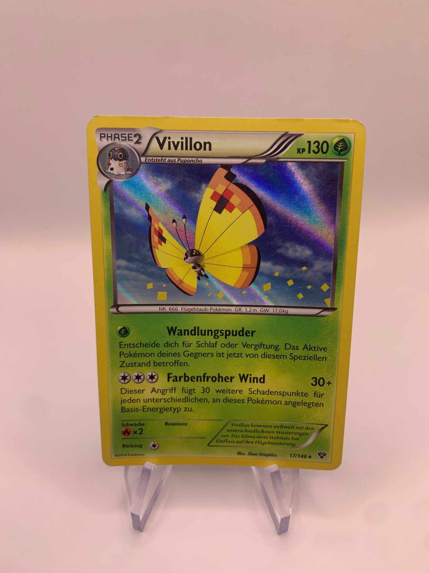 Pokemon Karte Holo Vivillon Yellow 17/146 Deutsch