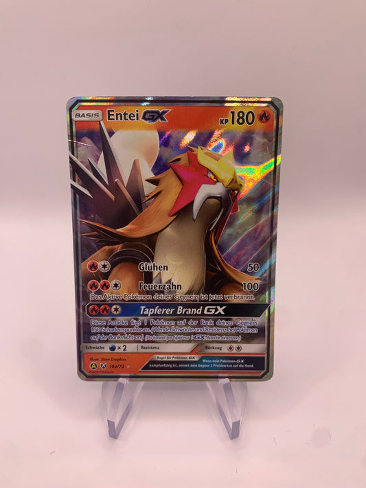 Pokemon Karte GX Entei 10a/73 Deutsch