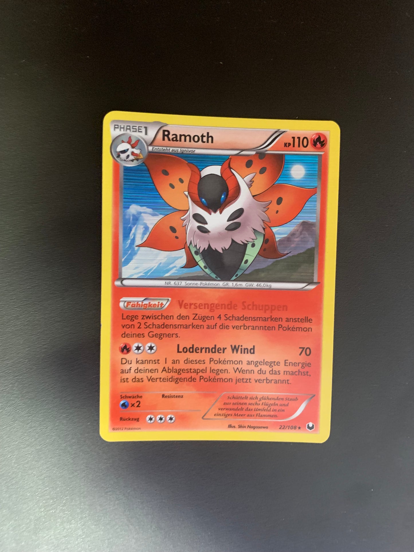 Pokemon Karte Holo Ramoth 22/108 Deutsch