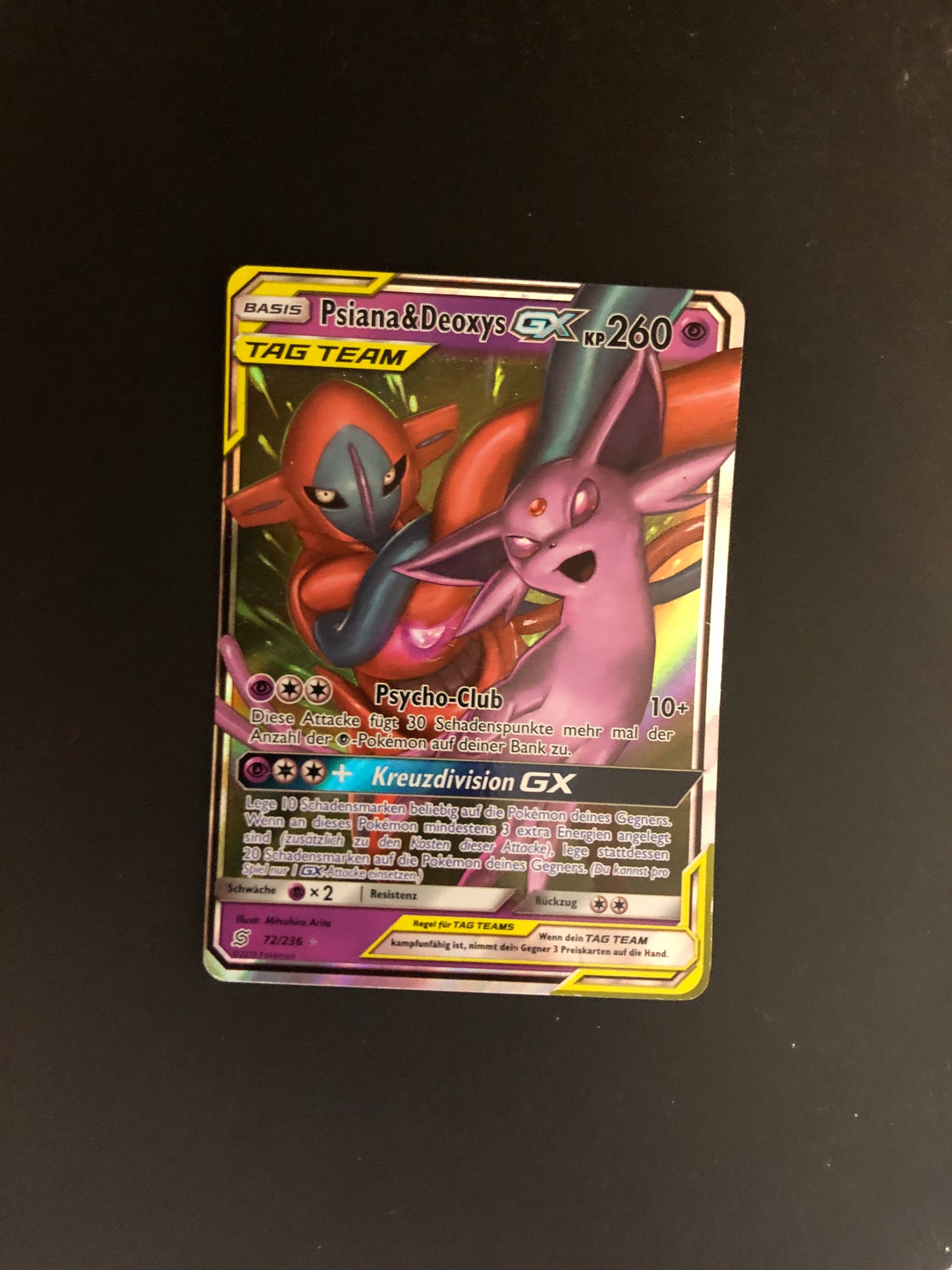 Pokemon Karte GX Tag Team Psiana & Deoxys 72/236 Deutsch