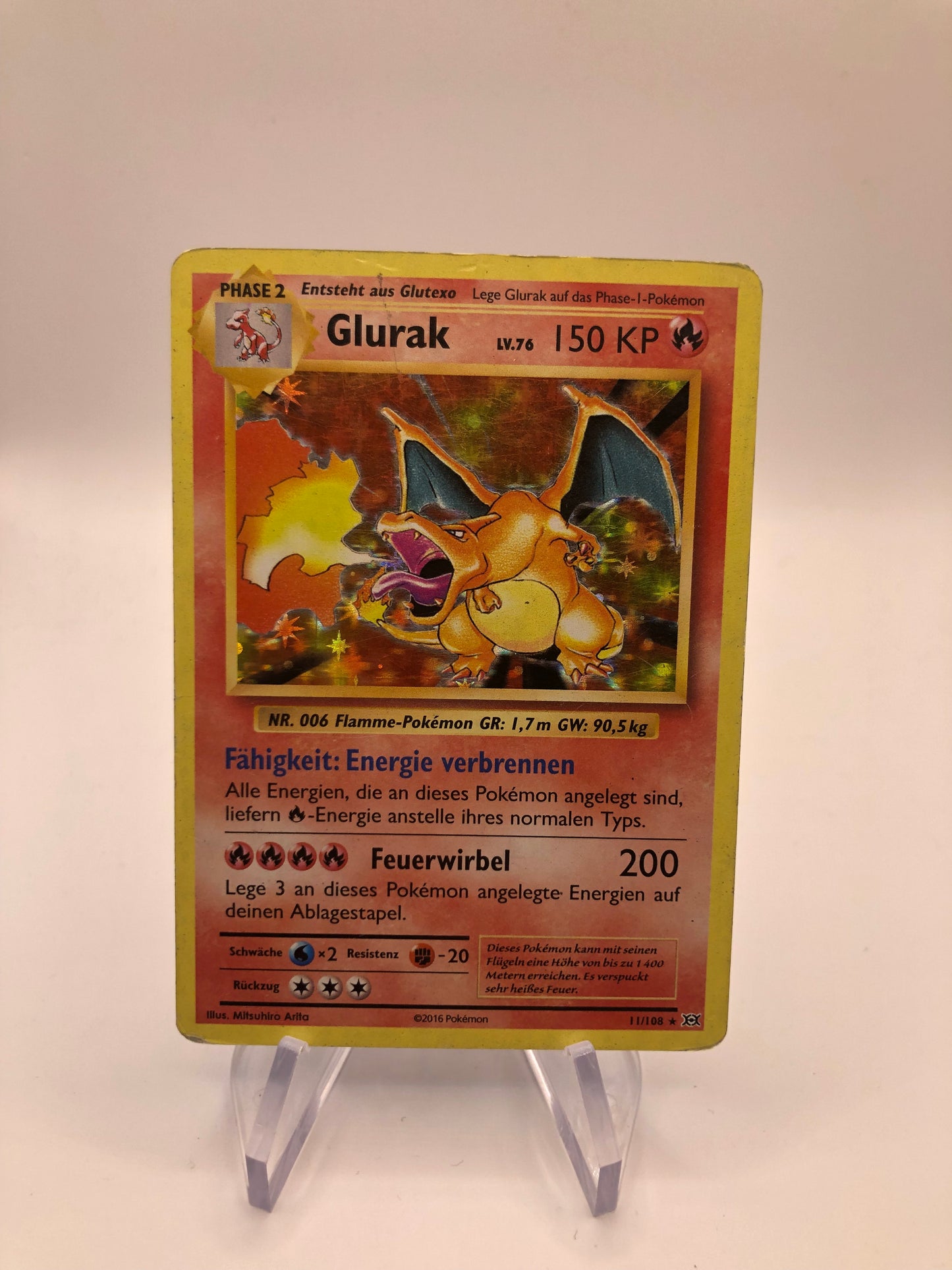 Pokemon Karte Holo Glurak 11/108 Deutsch
