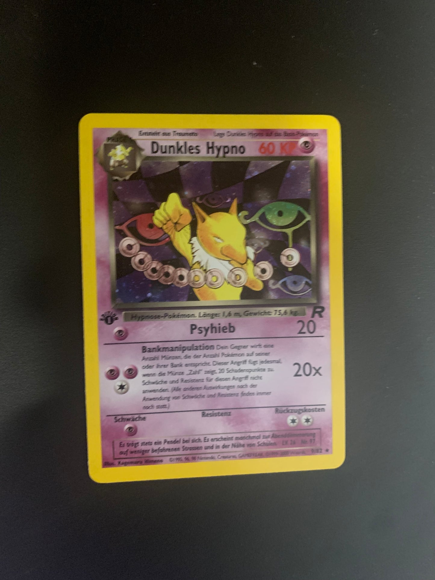 Pokemon Karte Holo 1st Edition Dunkles Hypno 9/82 Deutsch