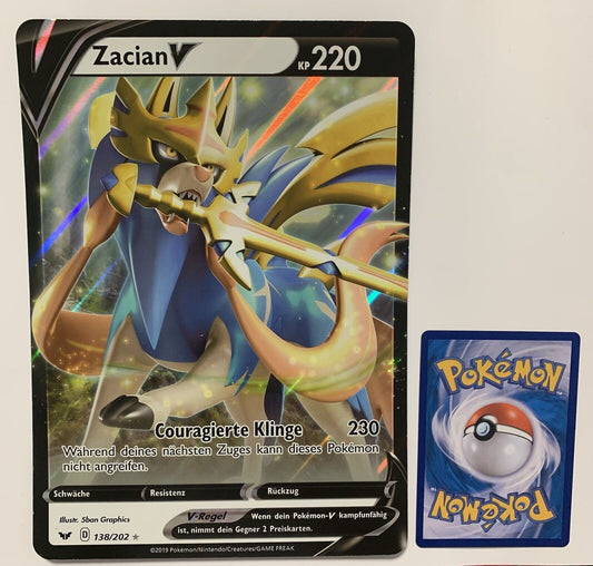 Pokemon Karte V XXL Zacian 138/202 Deutsch