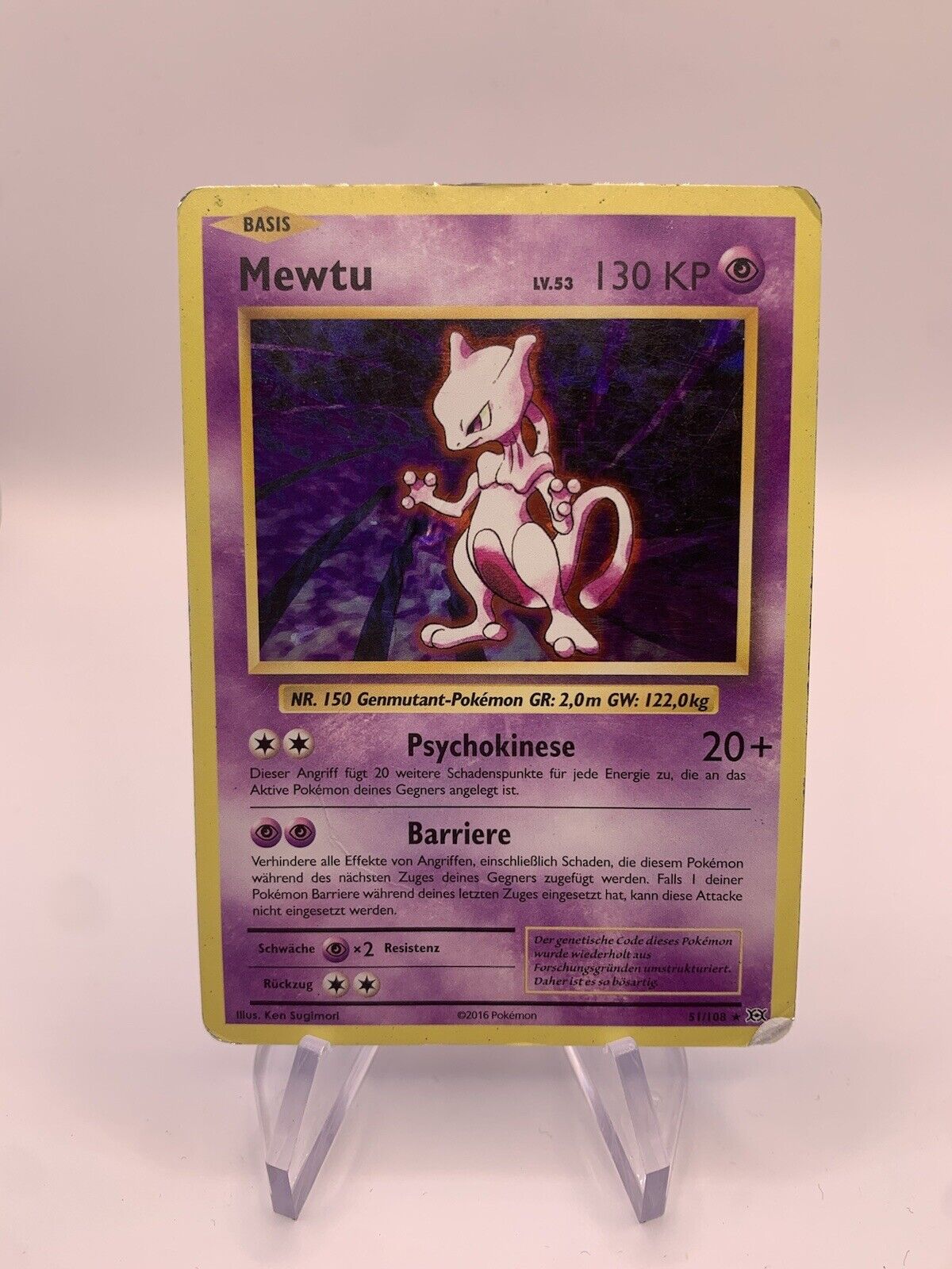 Pokemon Karte Holo Mewtu 51/108 Deutsch