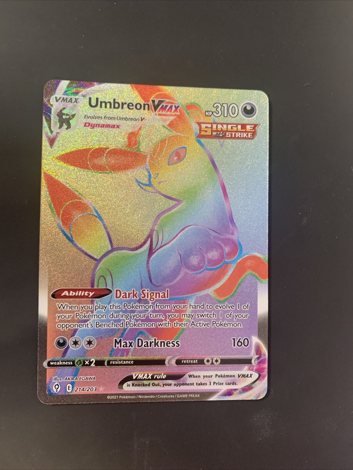 Pokemon Karte Vmax Rainbow Nachtara 214/203 Englisch