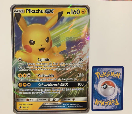 Pokemon Karte GX XXL Promo Pikachu SM232 Deutsch