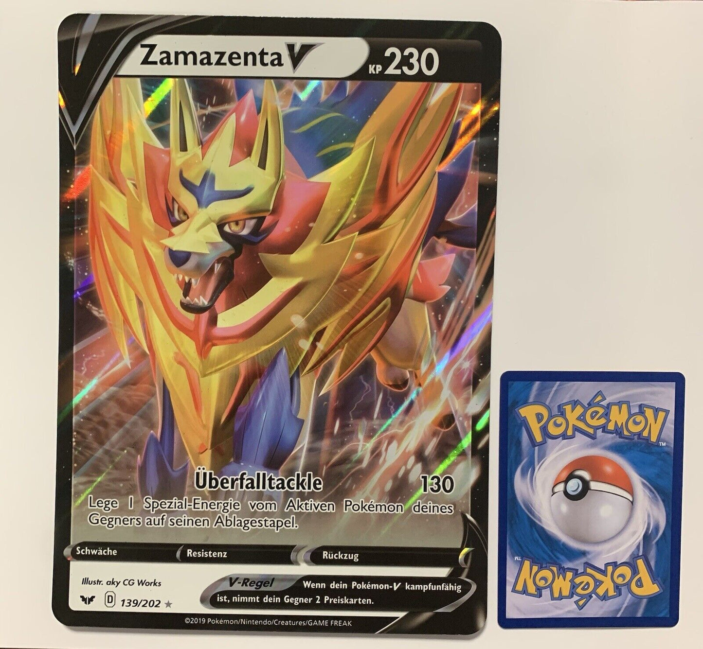 Pokemon Karte V XXL Zamazenta 139/202 Deutsch