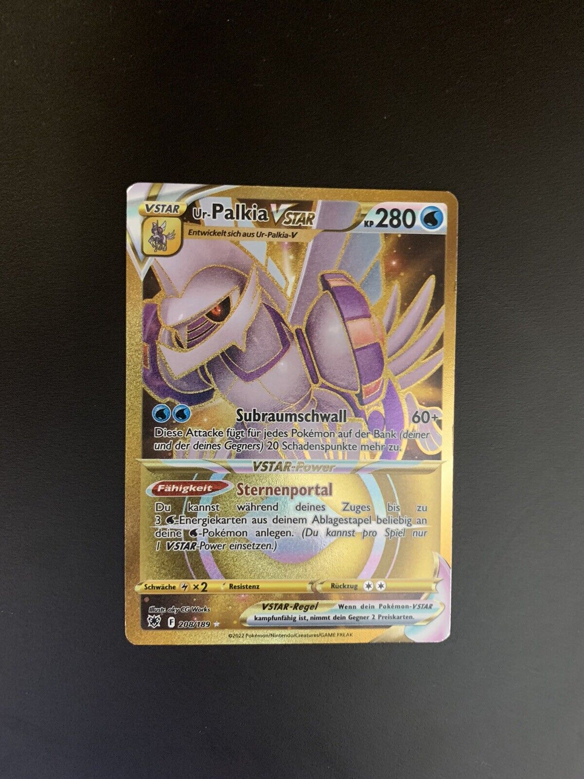 Pokemon Karte Gold Vstar Ur-Palkia 208/189 Deutsch