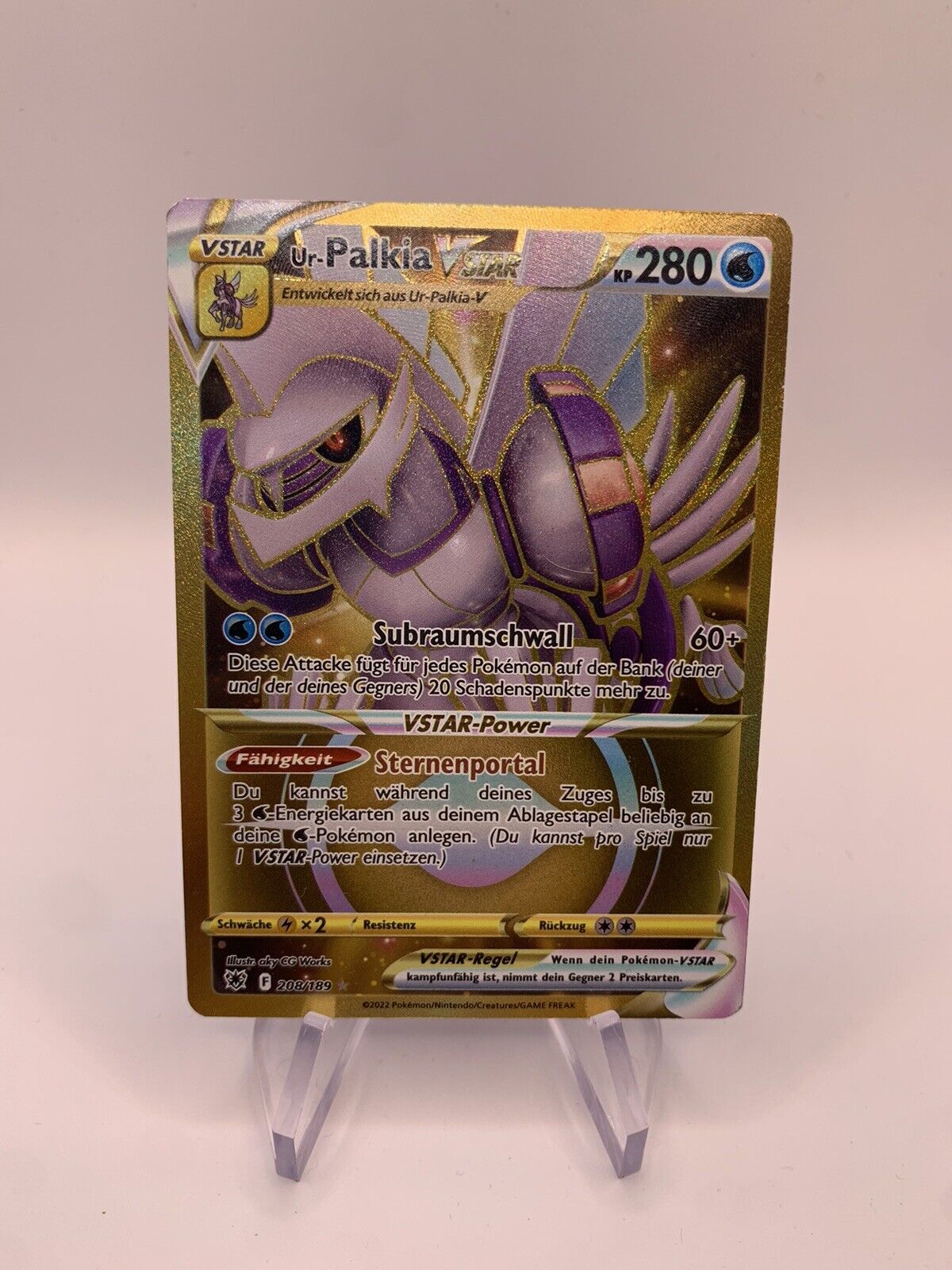 Pokemon Karte Gold Vstar Ur-Palkia 208/189 Deutsch